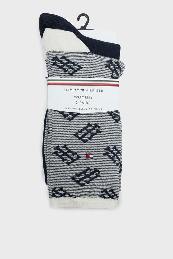 Носки TH WOMEN SOCK 2P MONOGRAM ONE ROW STRIPE