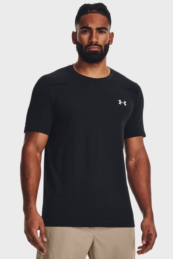 Мужская черная футболка в клетку UA Seamless Grid SS Under Armour