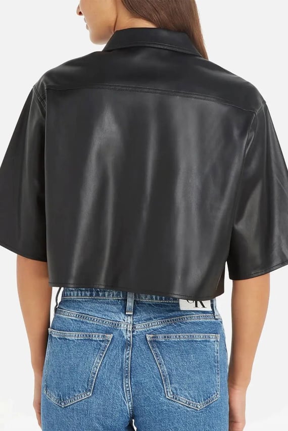 Рубашка BOXY FAUX LEATHER OVERSHIRT