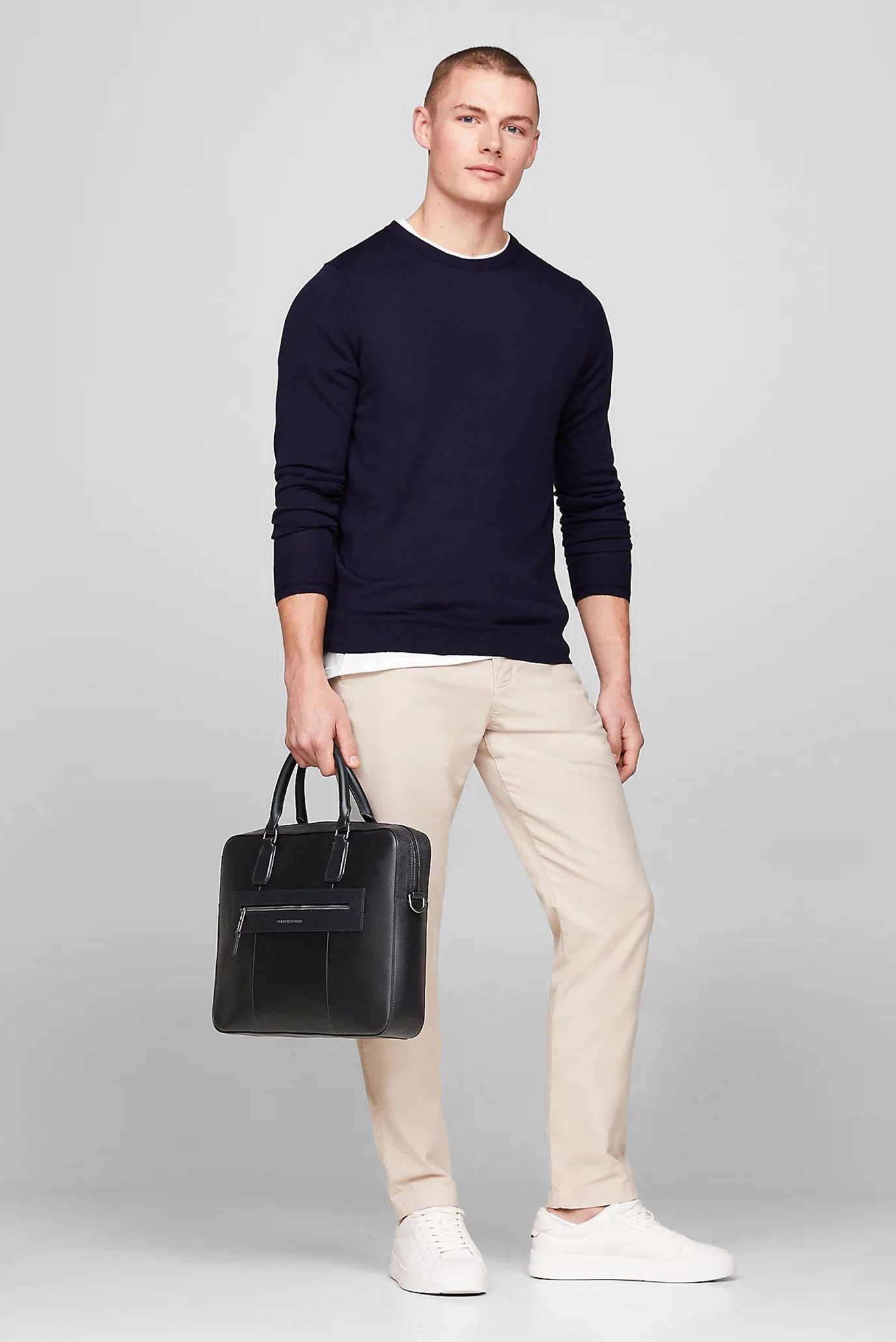 Мужская черная кожаная сумка для ноутбука TH BUSINESS LEATHER COMPUTER BAG 2