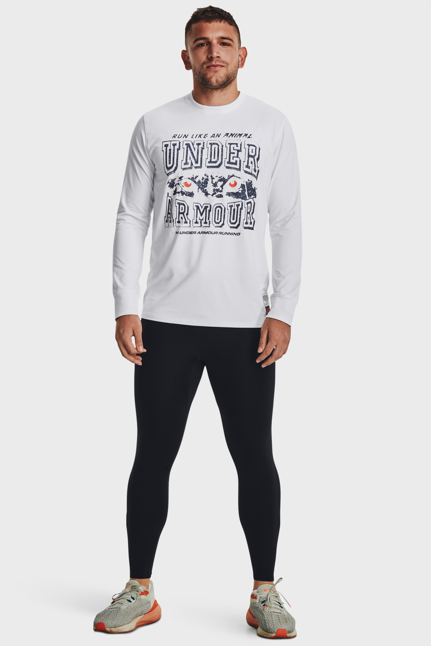 Мужской белый лонгслив UA RUN LIKE A LONG SLEEVE 2