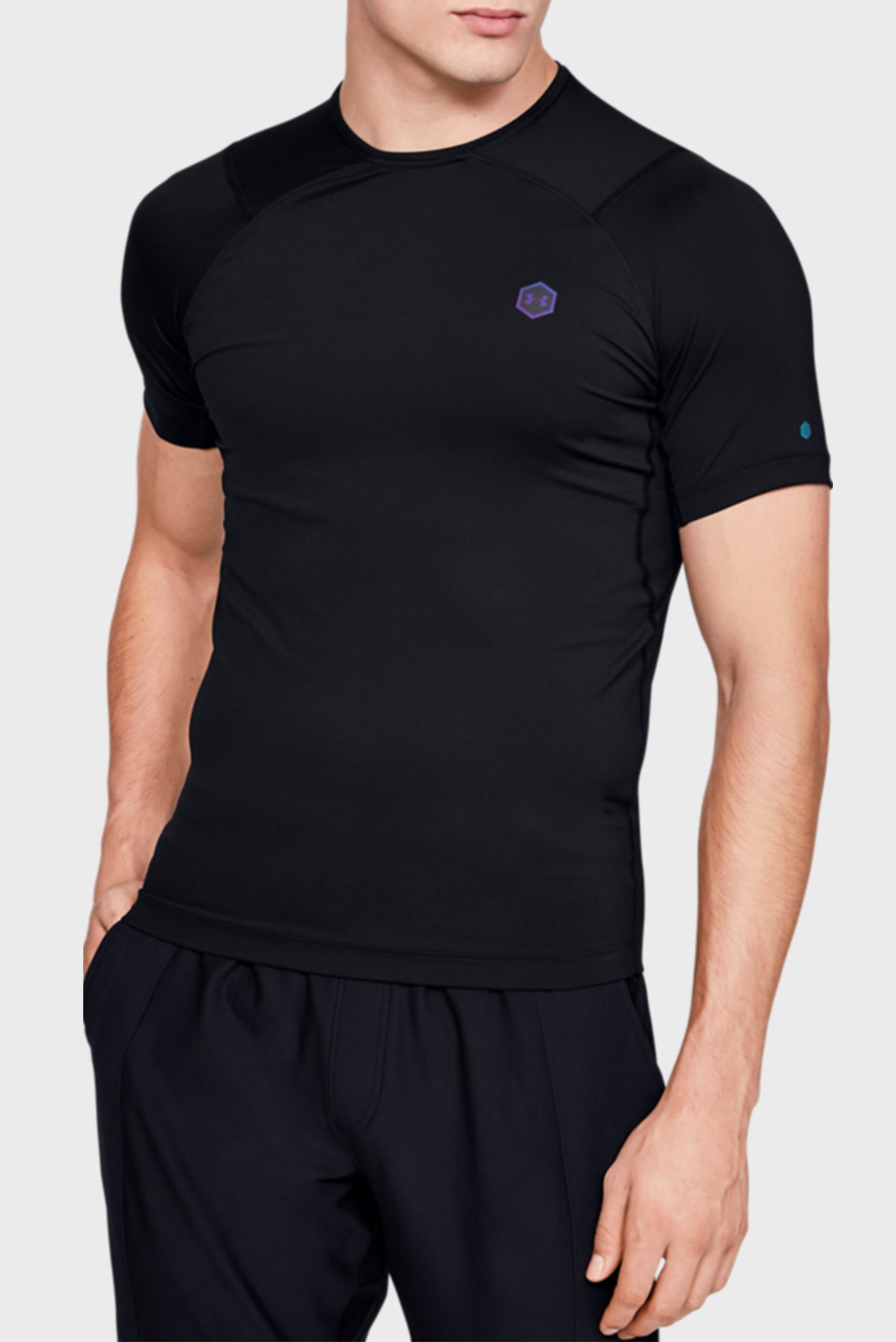 Мужская черная компрессионная футболка UA HG Rush Compression SS 1