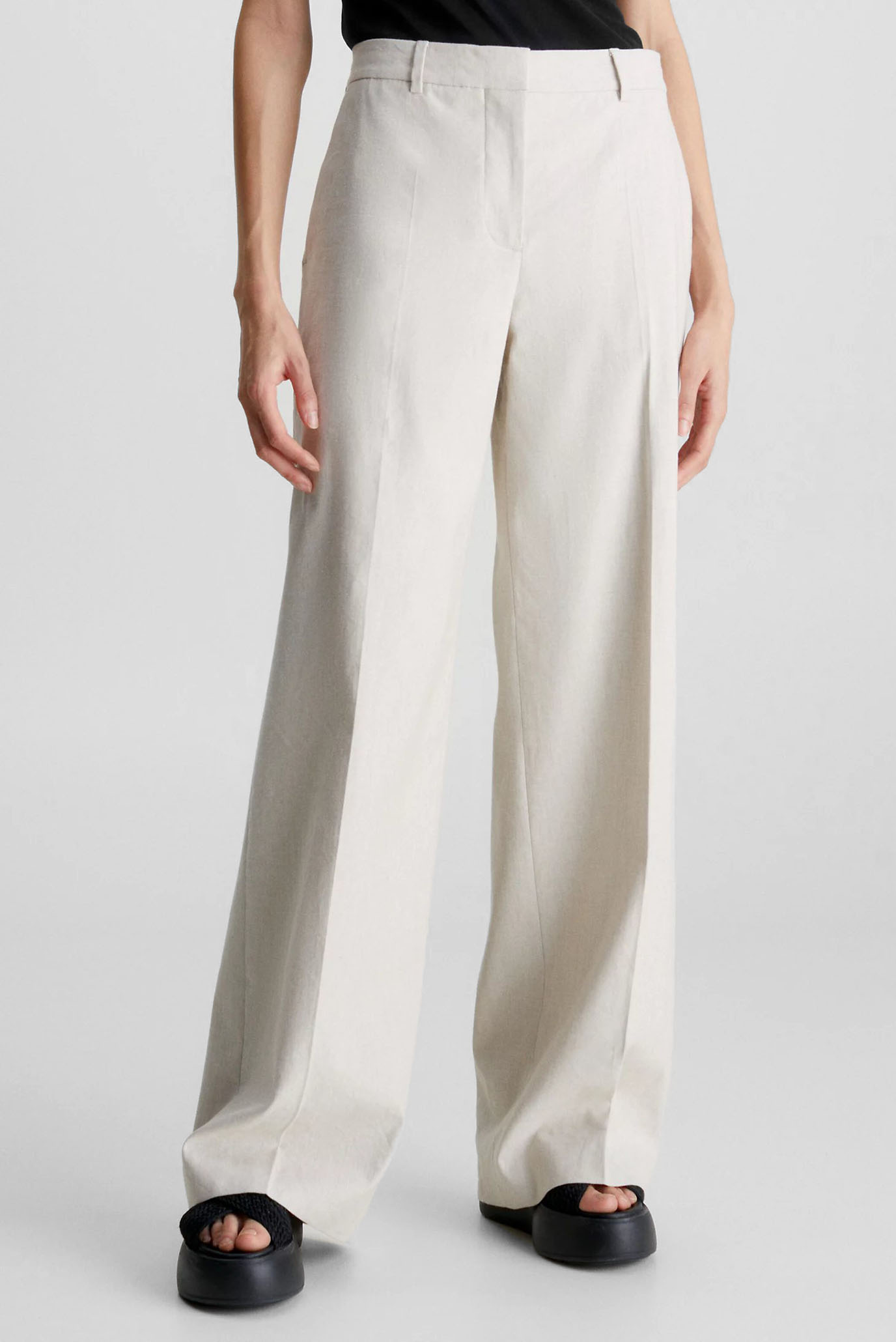 Женские белые льняные брюки 6