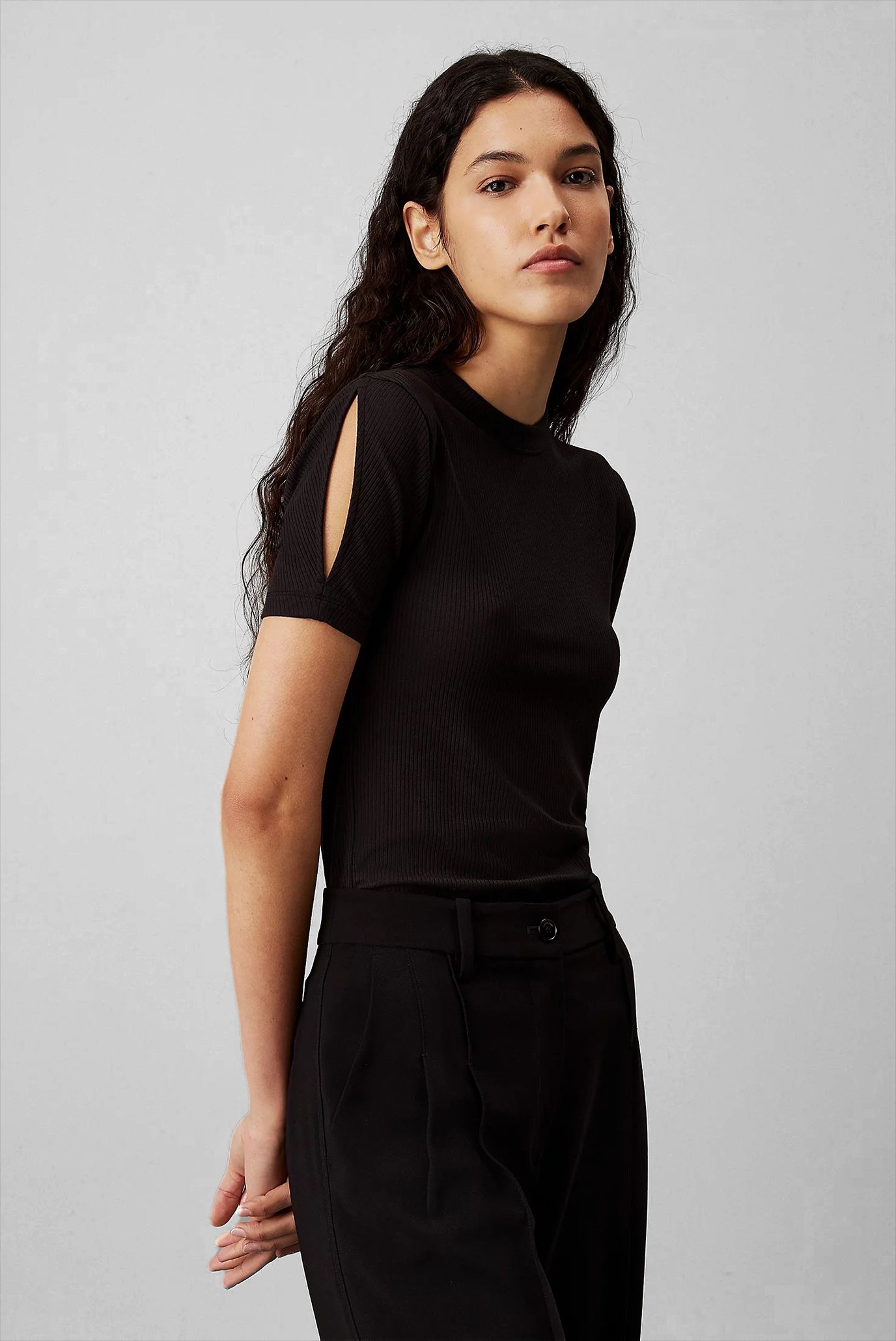 Футболка/MODAL RIB SLIT DETAIL T-SHIRT SS 1