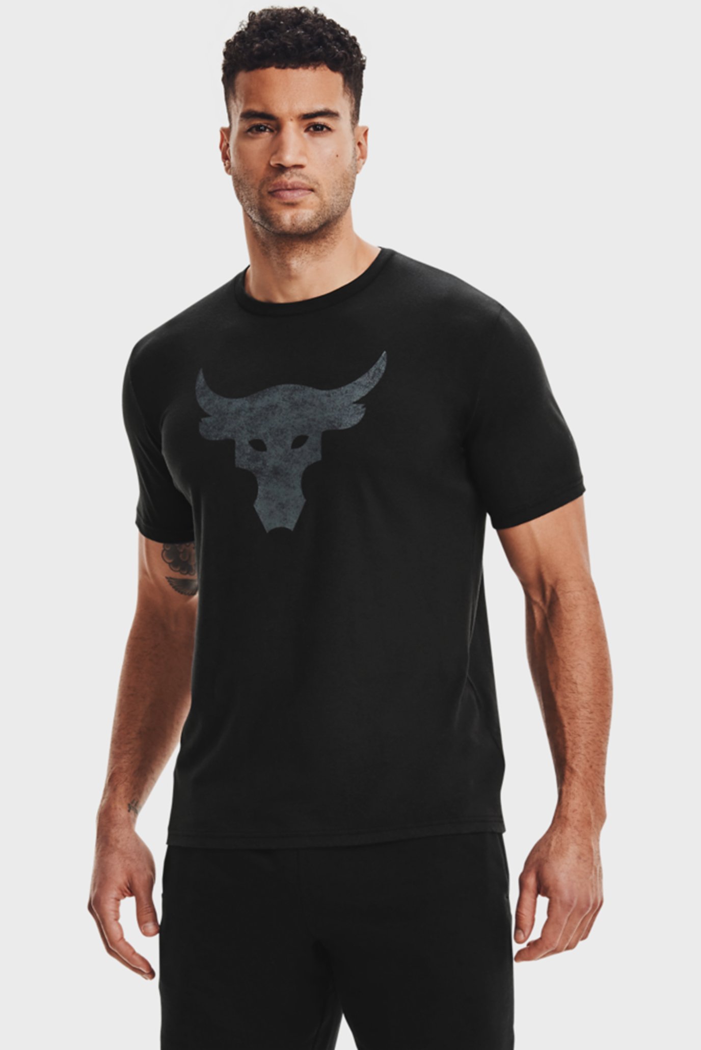 Мужская черная футболка UA Pjt Rock Brahma Bull SS 1