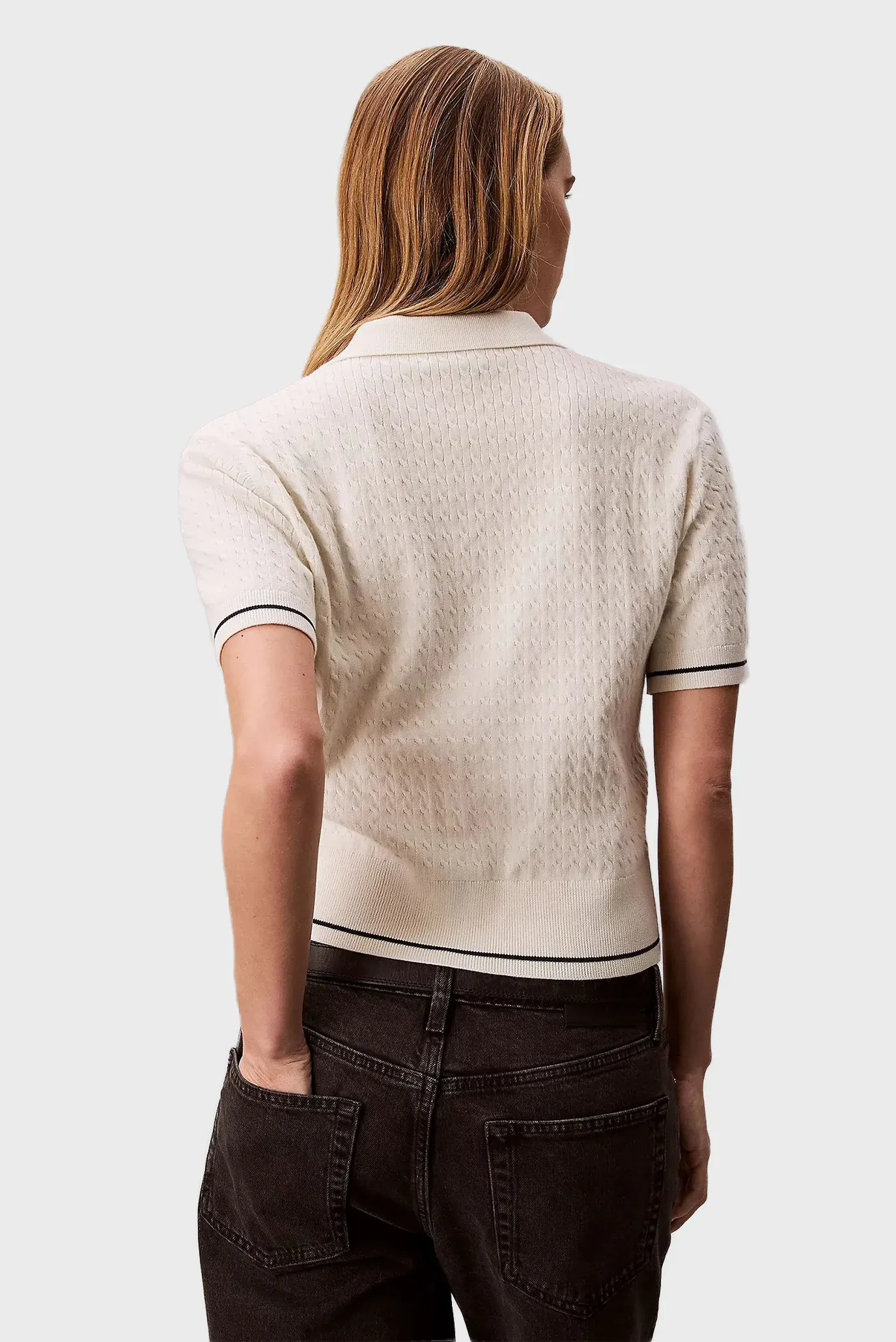 Поло SS WOVEN LABEL CROPPED CABLE SWE 3