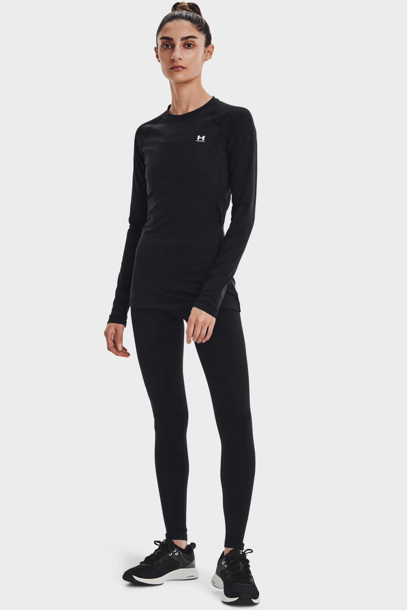 Женский черный лонгслив UA CG Authentics Crew 2