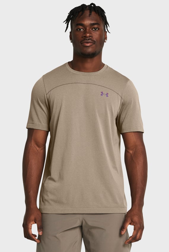Мужская бежевая футболка UA Rush Seamless Wordmark SS