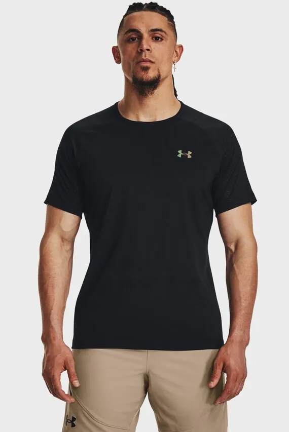 Мужская черная футболка UA Rush Emboss SS Under Armour