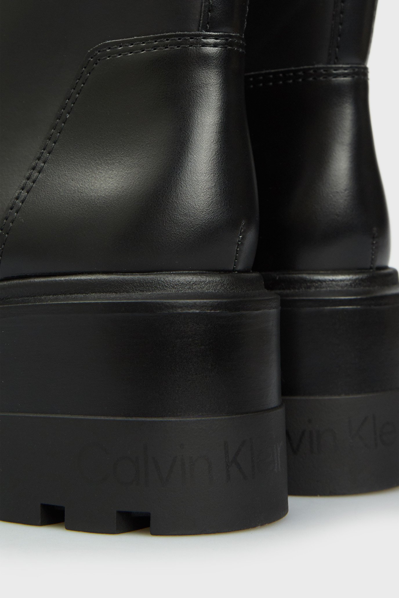 Женские черные кожаные ботинки FLATFORM HIGH LACE UP 2