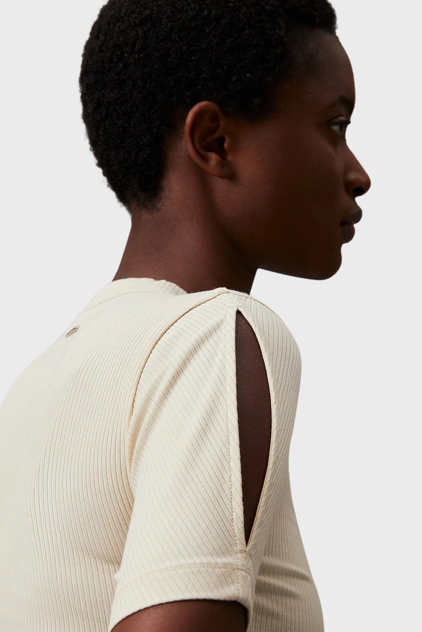 Женский бежевый топ MODAL RIB SLIT DETAIL 5