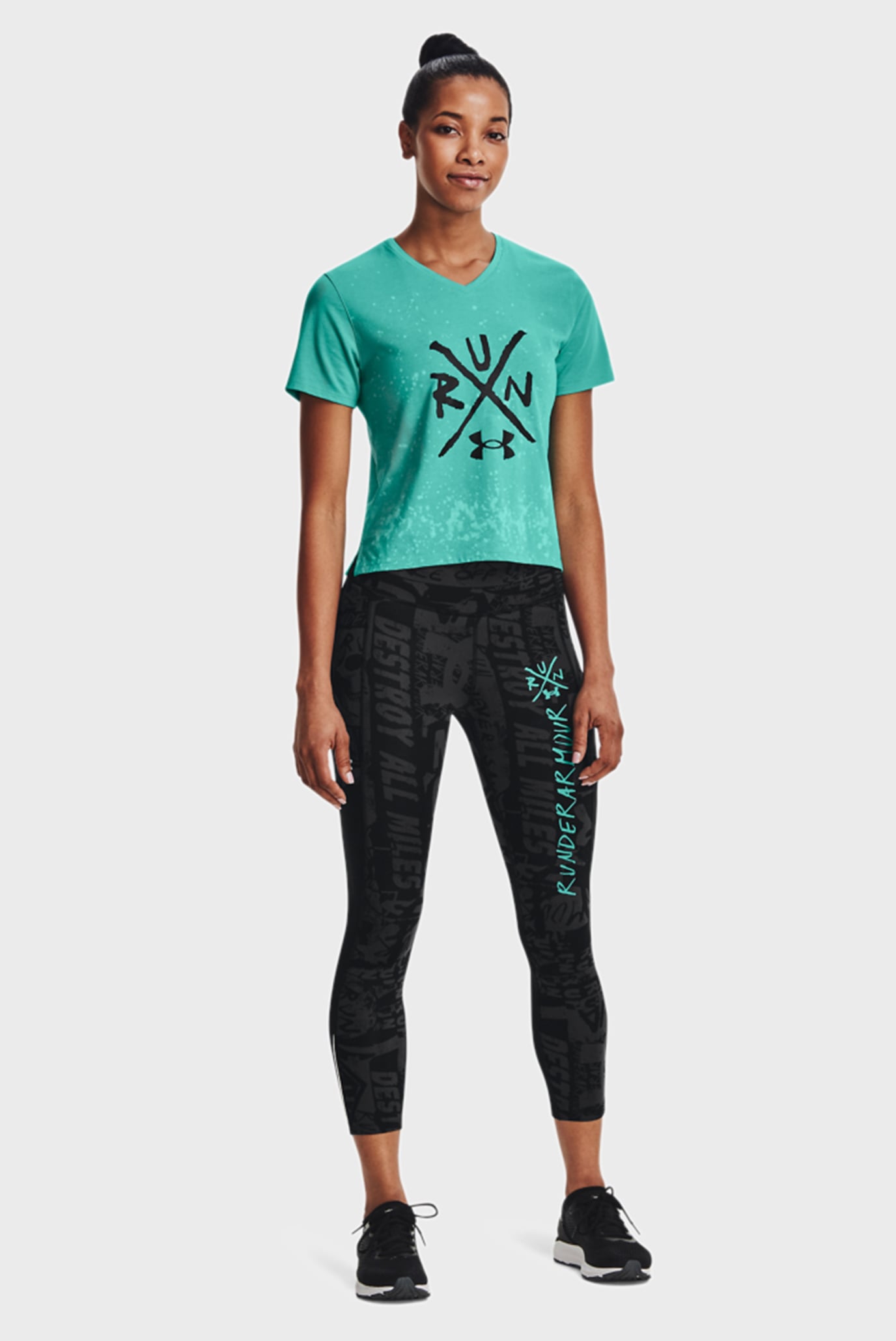 Женские черные тайтсы UA Destroy All Miles Ankle Tight 4