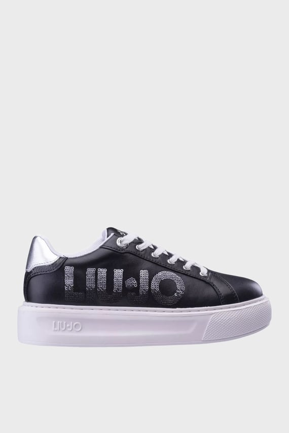 Кеды KYLIE 22 - SNEAKER CALF LEATHER PRINTED BLACK SILVER