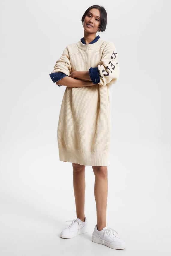 Женское бежевое платье PLACED HILFIGER SWEATER DRESS