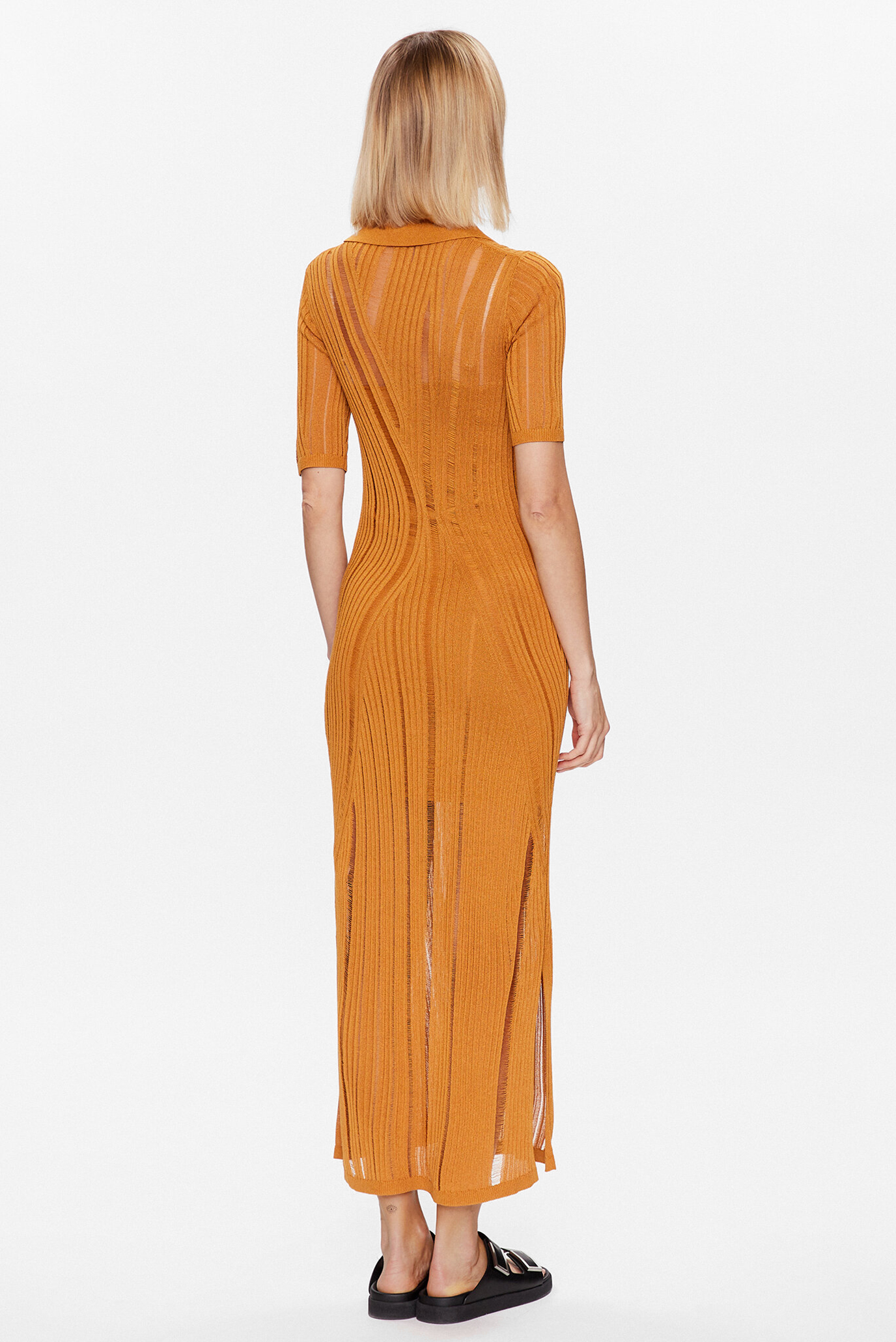 Женское горчичное платье TEXTURE STITCHCalvin Klein Женское горчичное платье TEXTURE STITCH 4