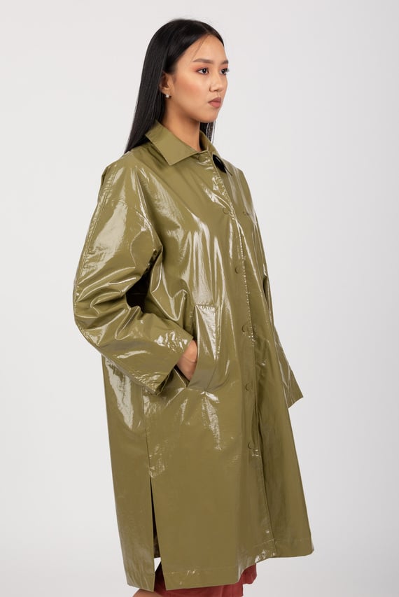 Куртка кожаная COATED LONG JACKET