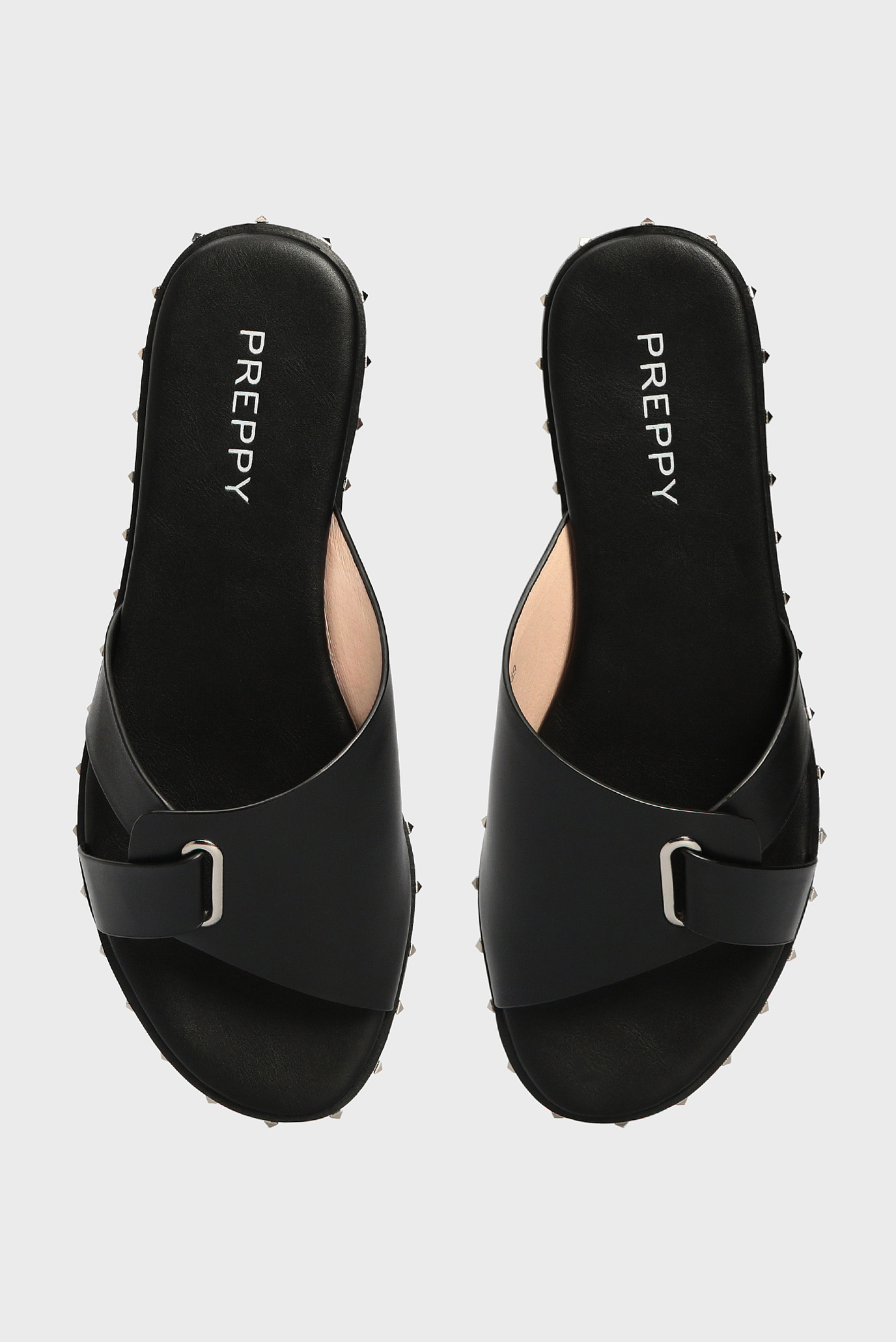 Женские черные кожаные слайдеры 14