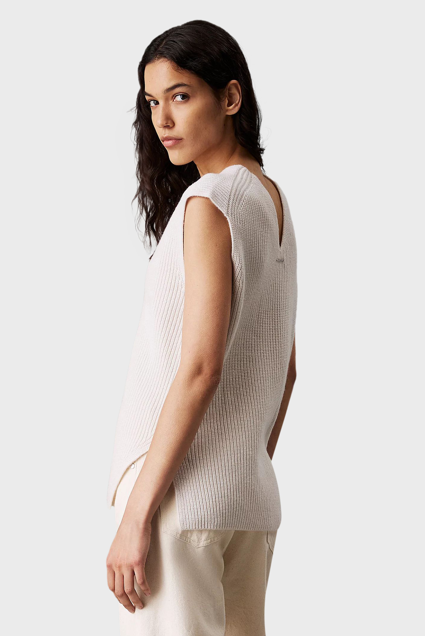 Женский белый шерстяной жилет RECYCLED WOOL RIB 4