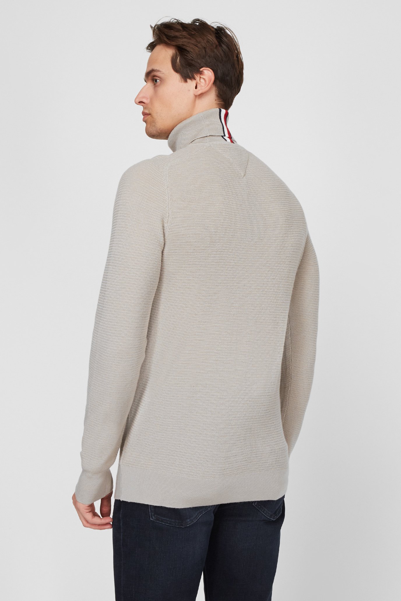 Мужской бежевый шерстяной гольф 4