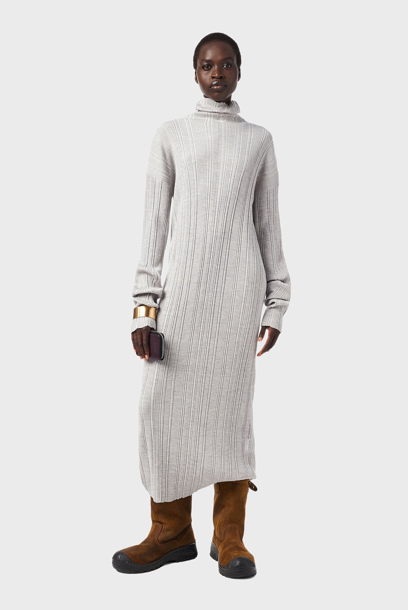 Женское серое шерстяное платье M-ARKANSAS 1