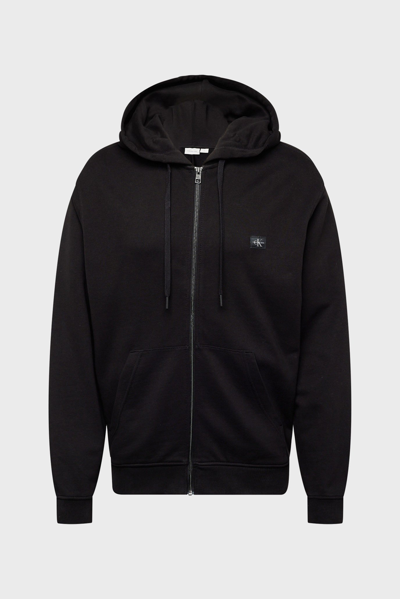 Мужское черное худи WOVEN LABEL ZIP THROUGH HOODIE 1