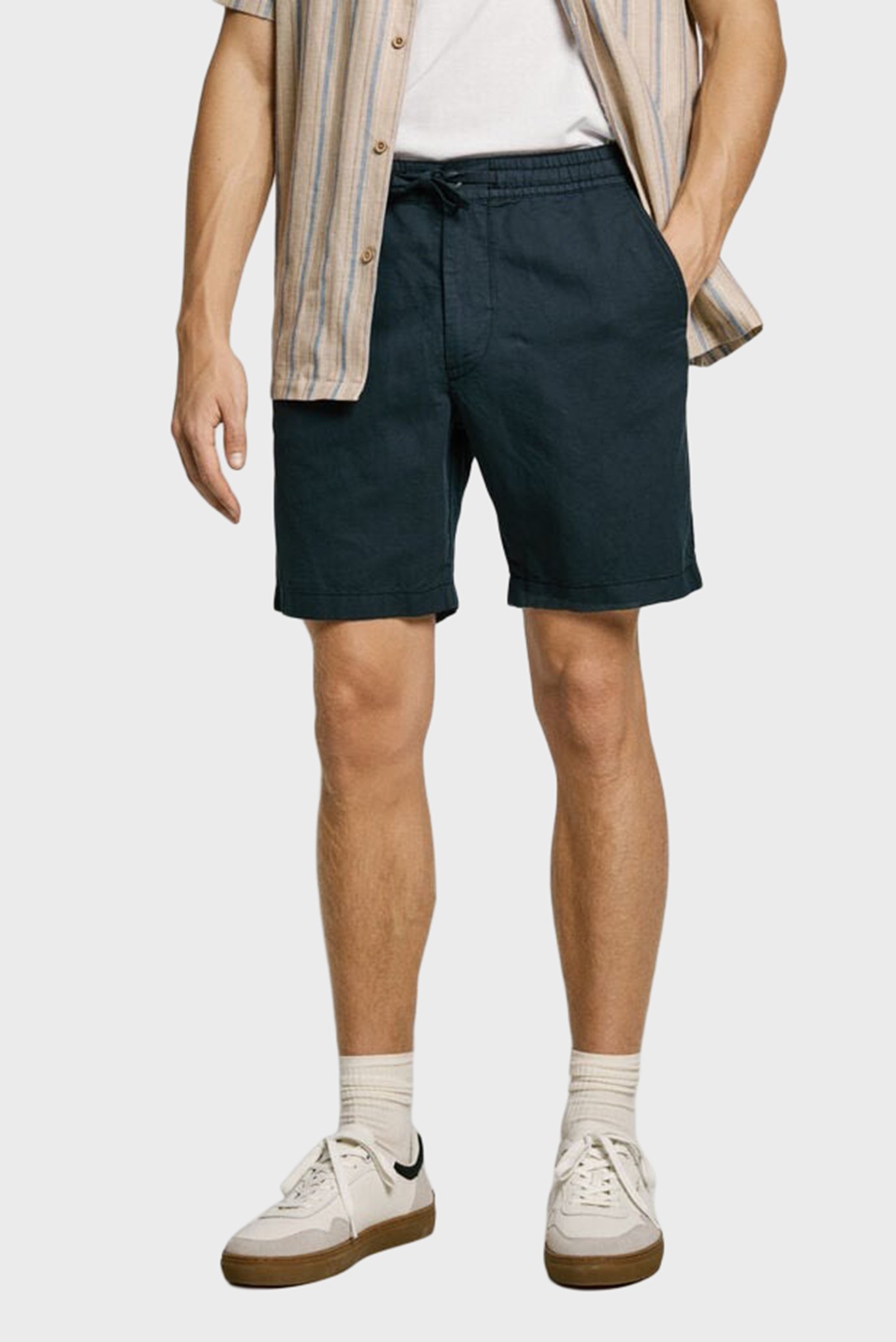 Мужские темно-синие льняные шорты RELAXED LINEN SMART 1