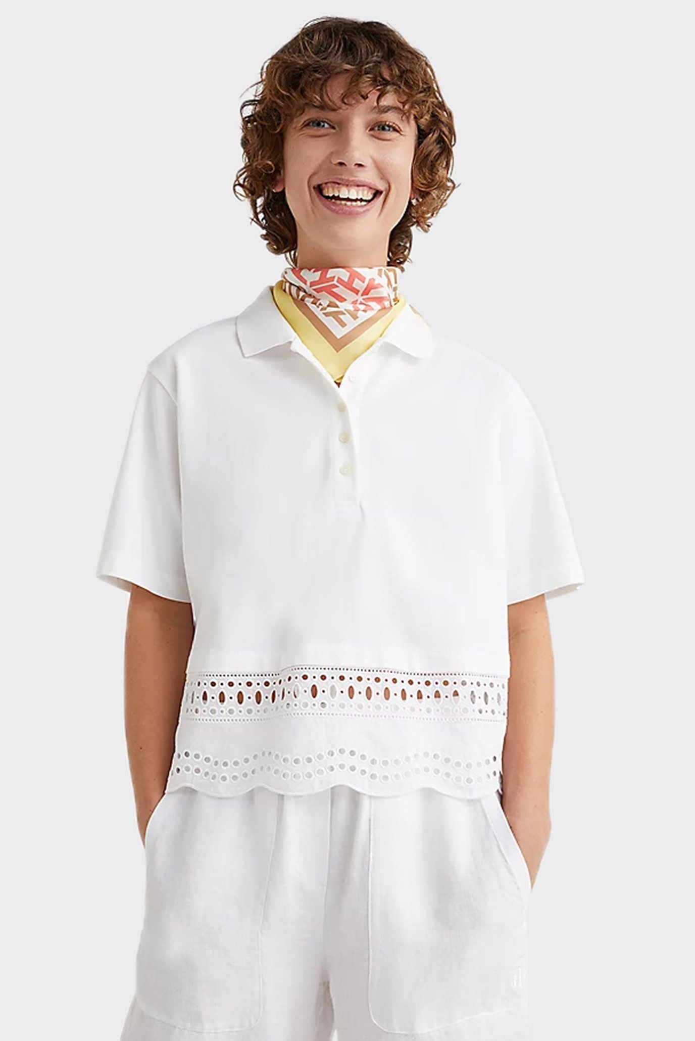 Женское белое поло RLX BRODERIE ANGLAISE 1