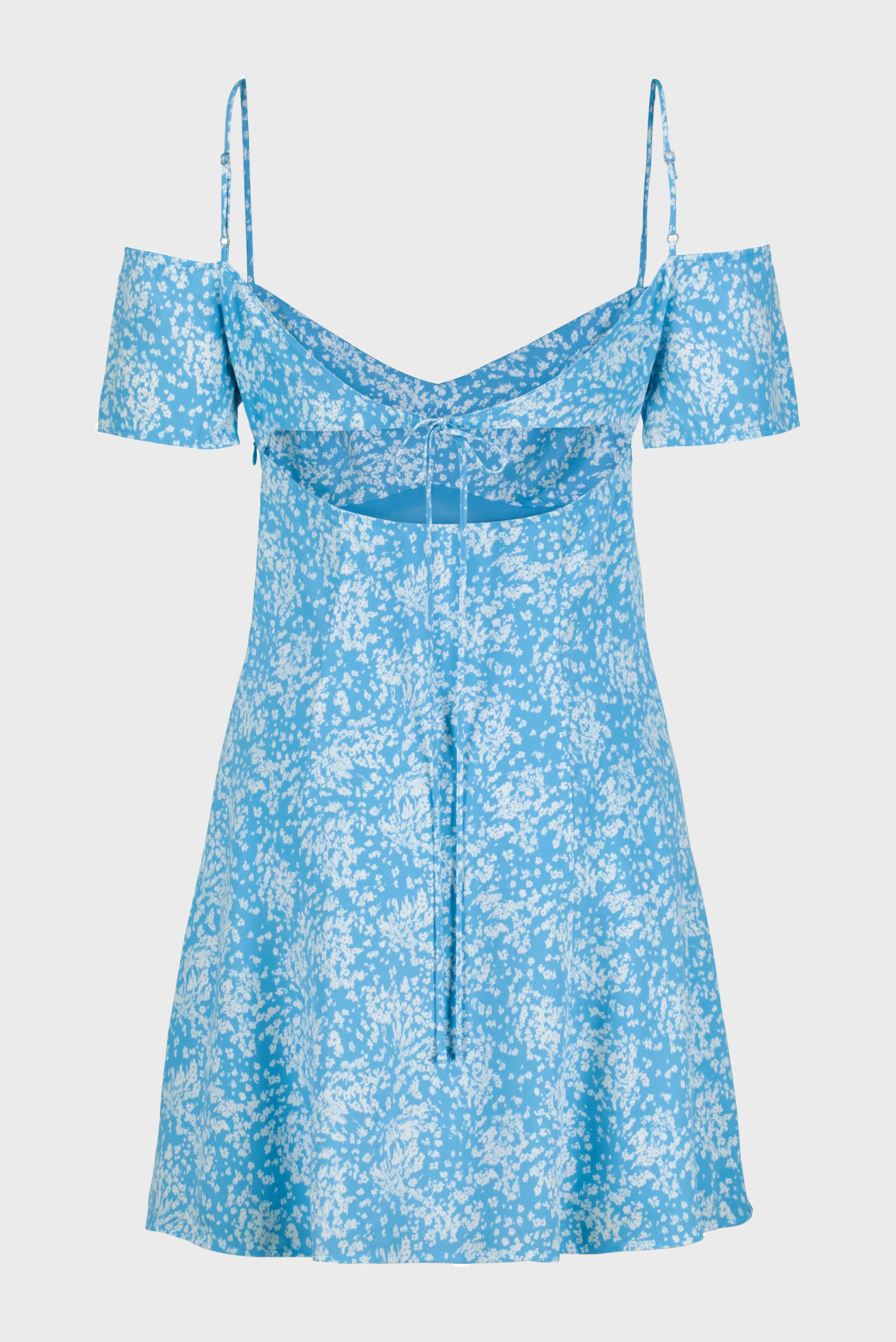 Женское голубое платье с узором OFF SHOULDER MINI 2