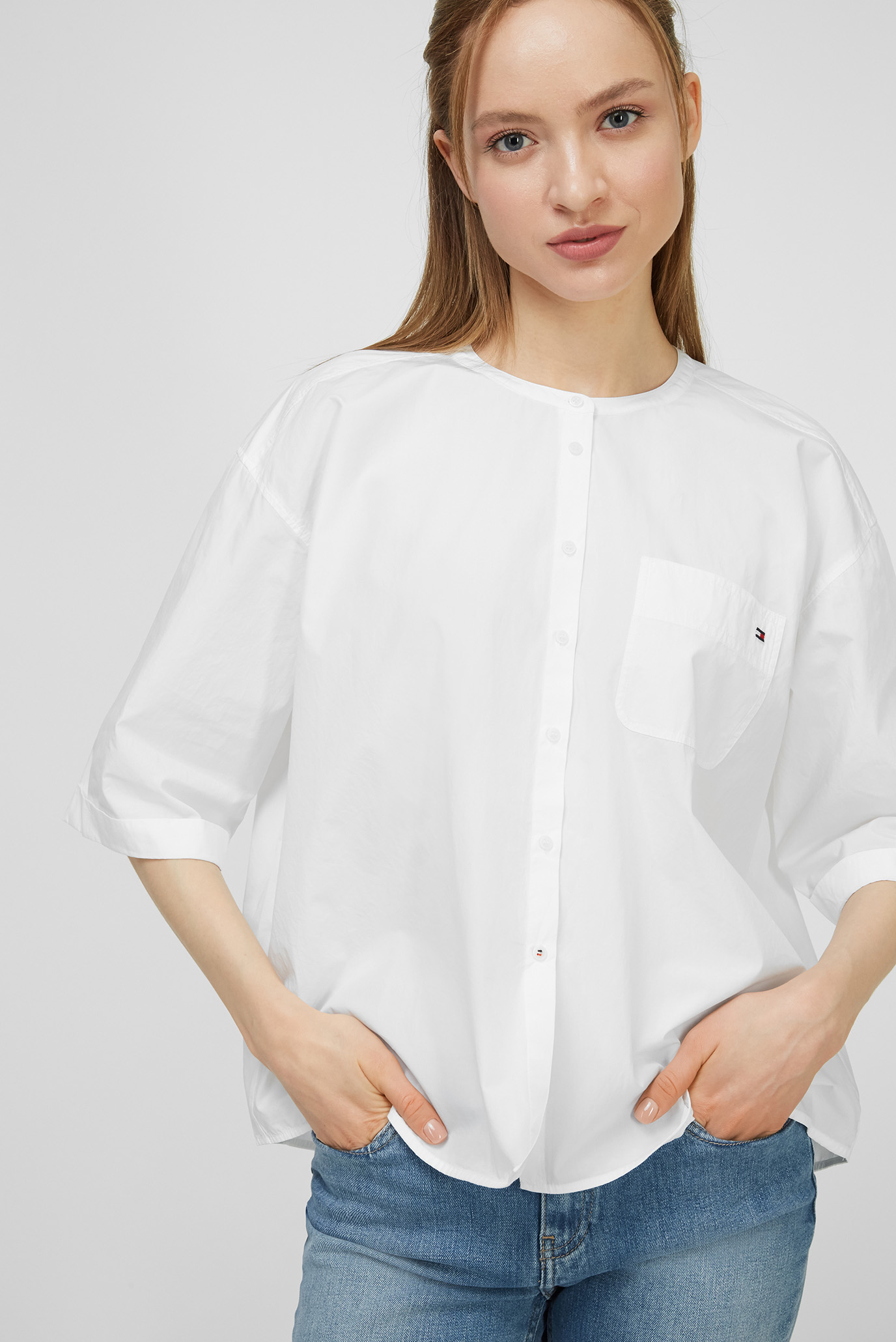 Женская белая рубашка CRISP POPLIN RELAXED SHIRT SS 7
