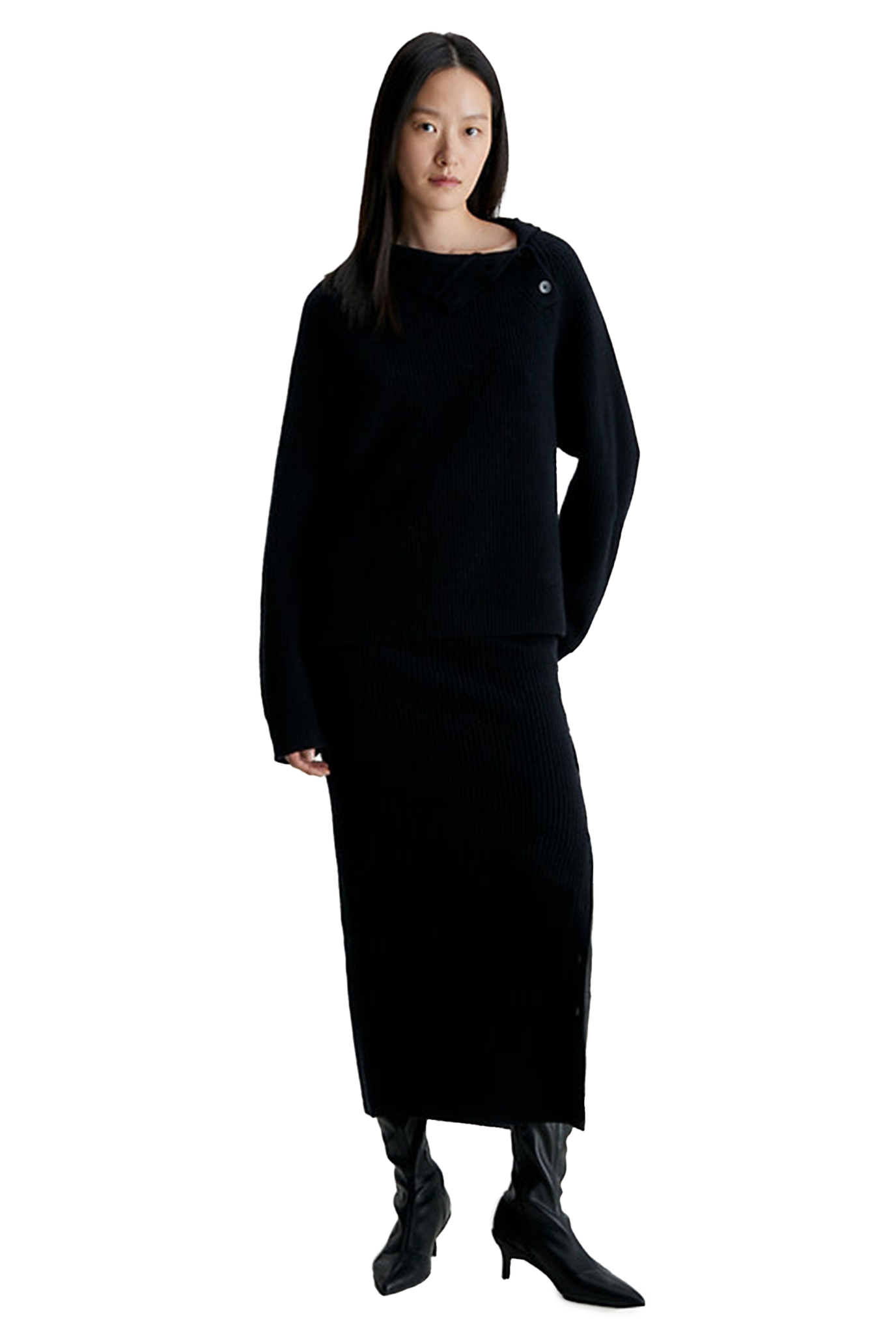 Гольф RECYCLED WOOL BUTTON MOCK NECK 4