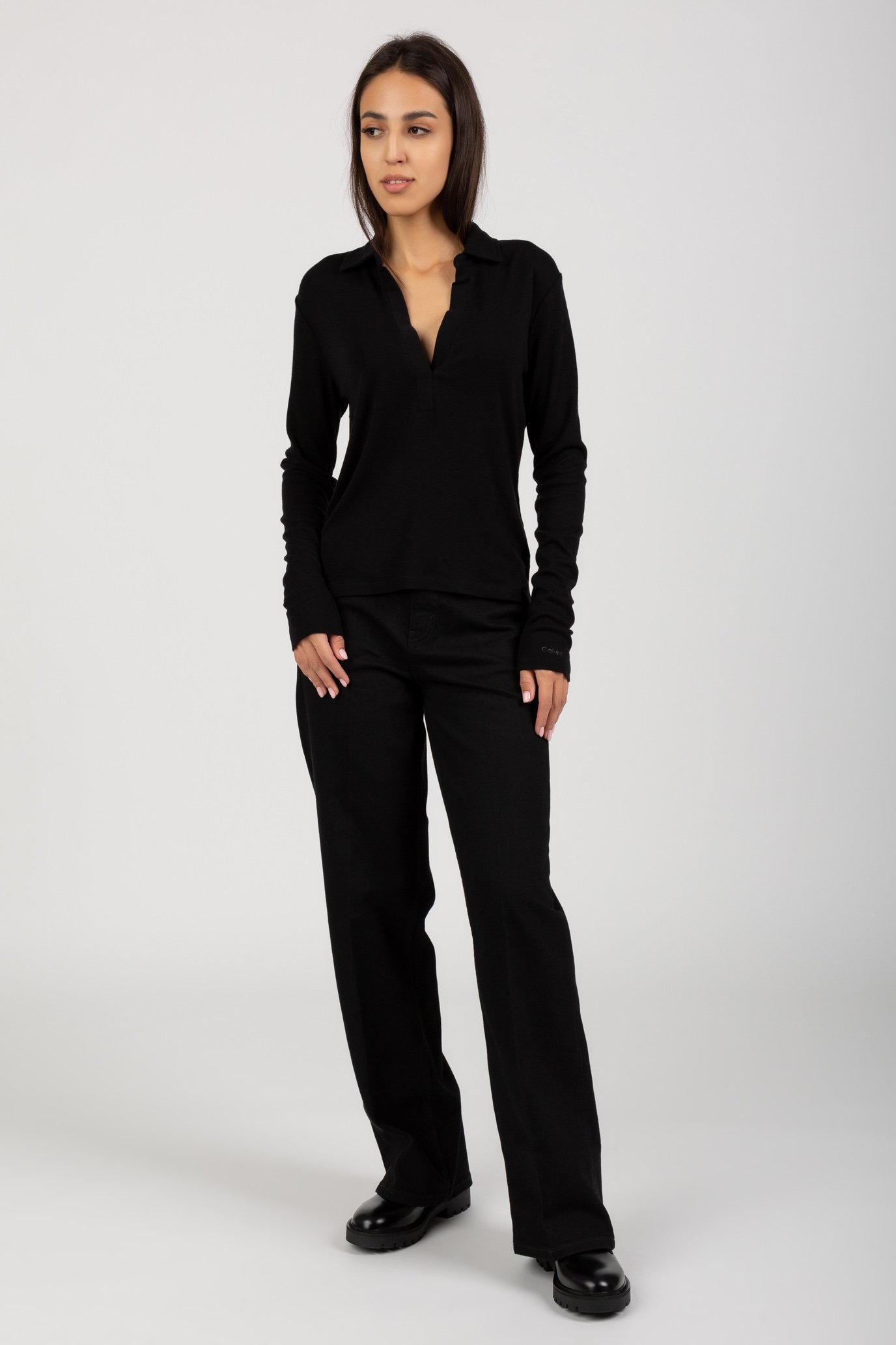 Лонгслив WOOL BLEND OPEN NECK POLO TOP 5