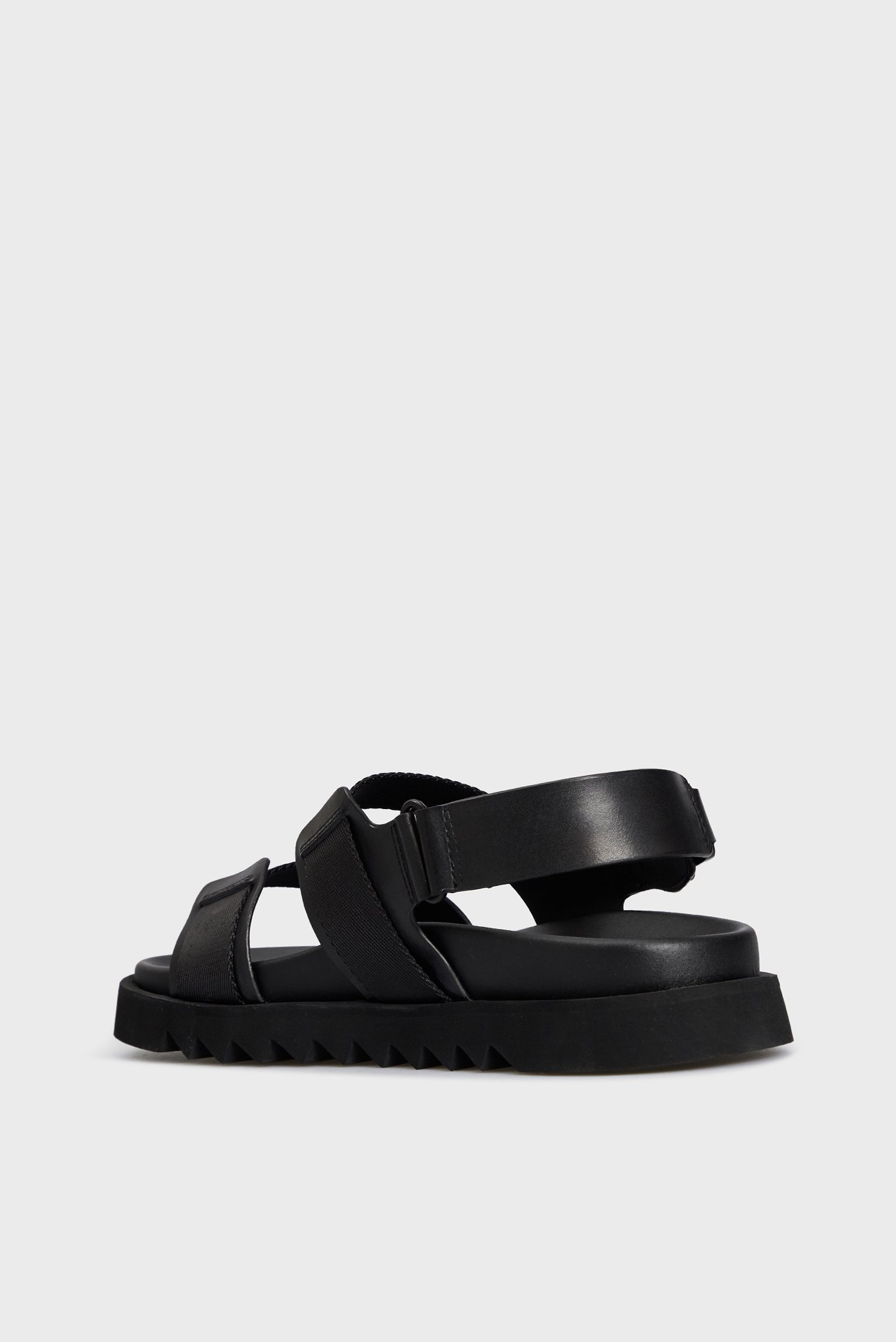 Мужские черные кожаные сандалии 5