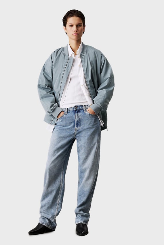 Женский голубой бомбер LONG BOMBER