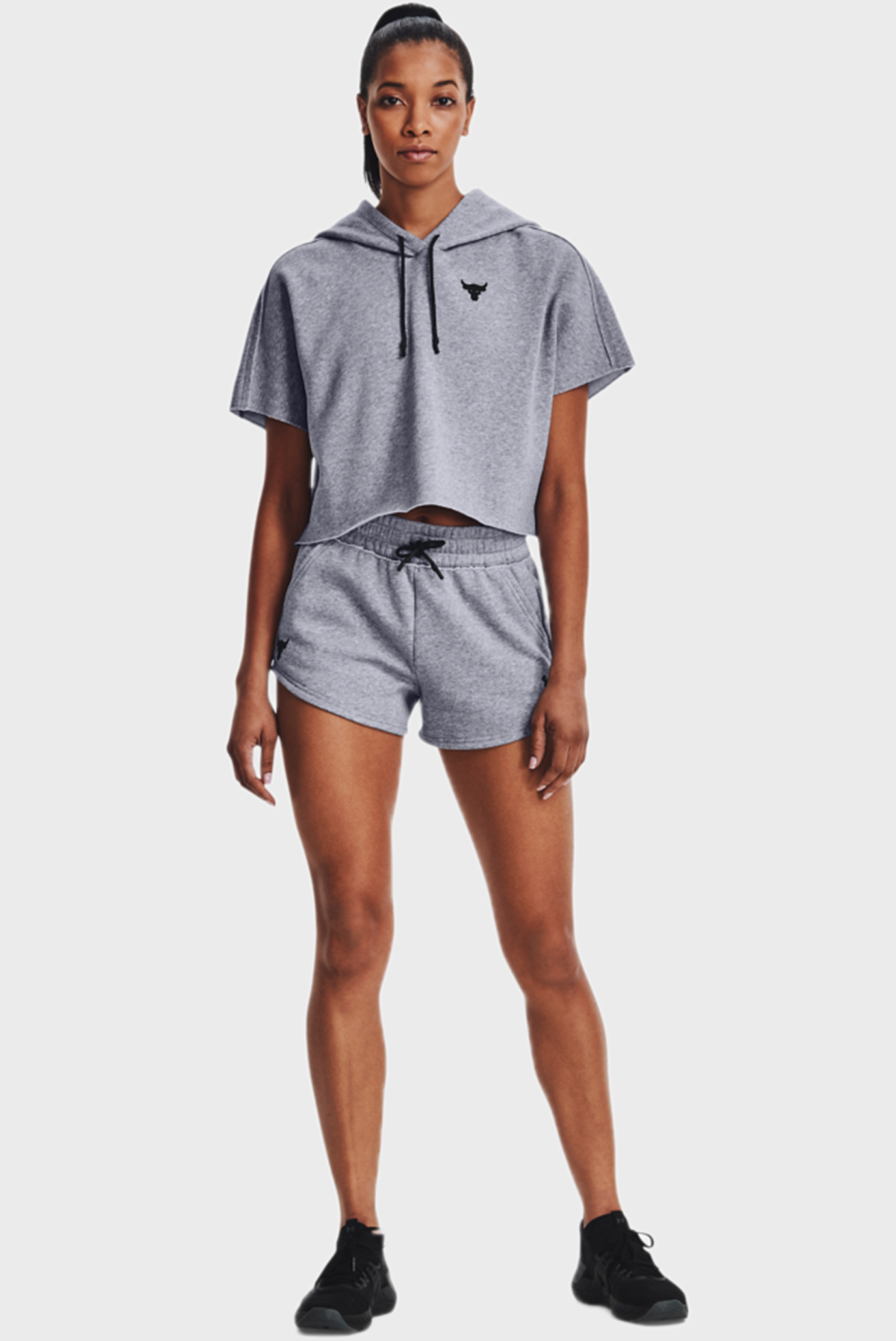 Женские серые шорты UA Pjt Rock Fleece Short 6