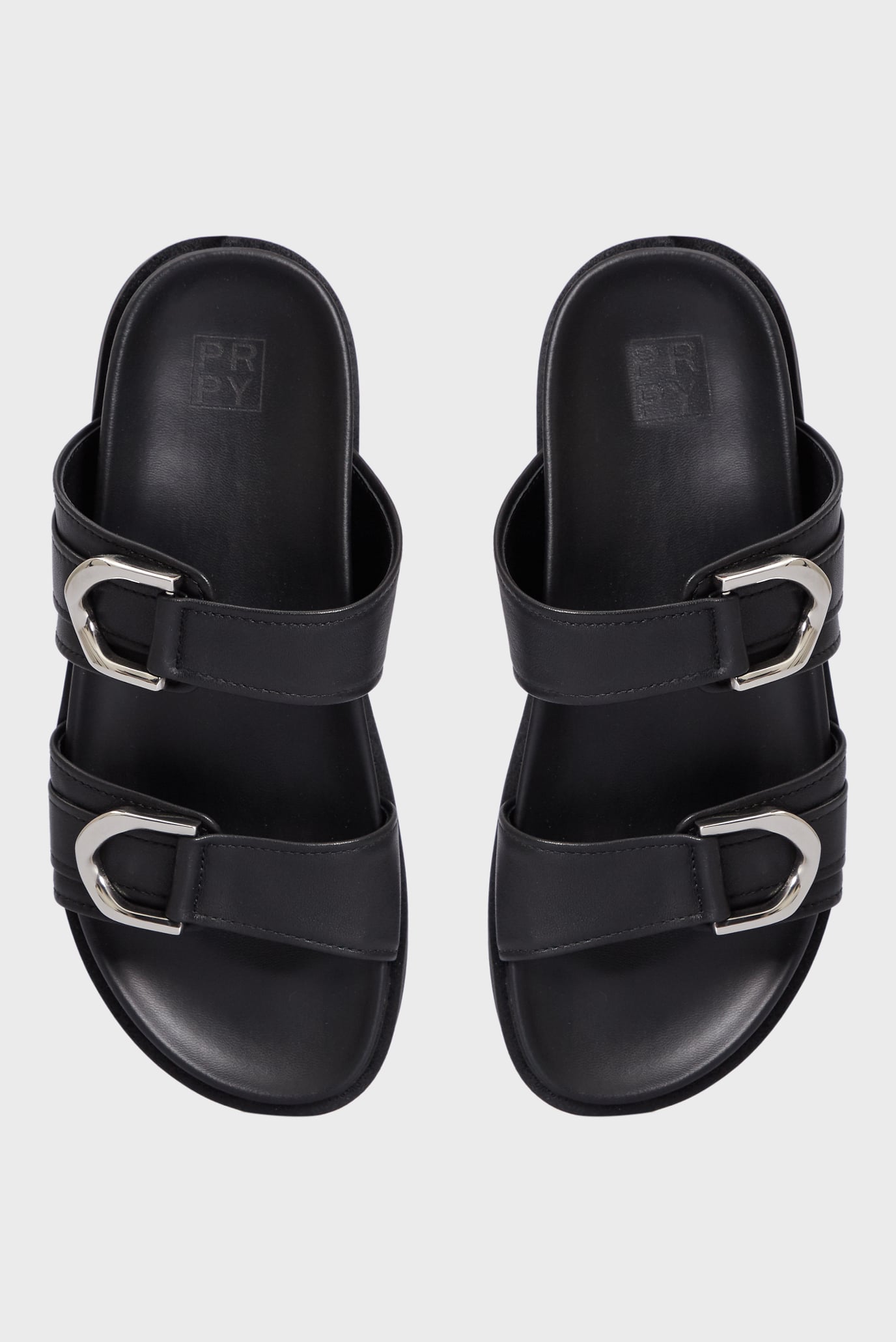 Женские черные кожаные слайдеры Leonna 7