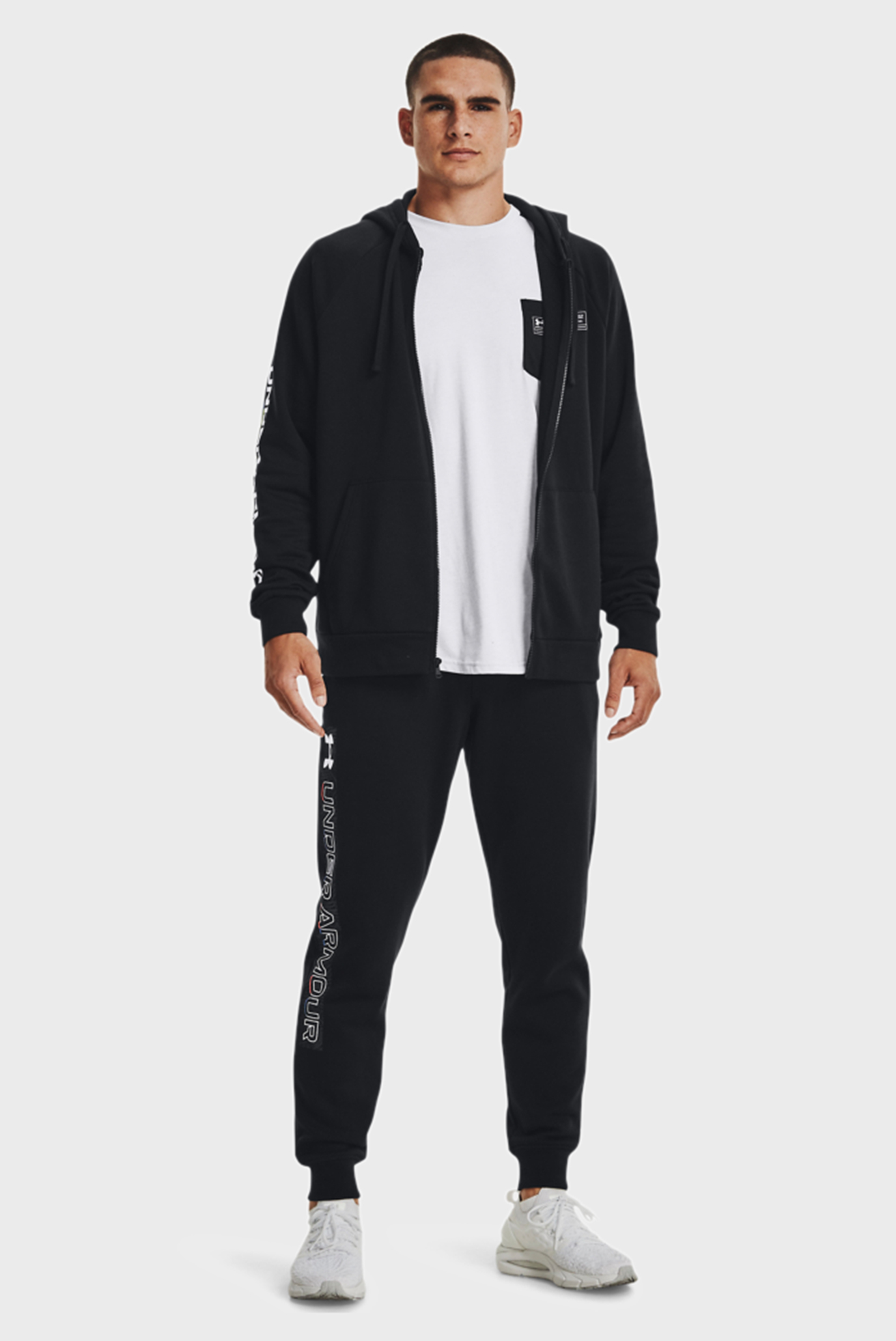 Мужские черные спортивные брюки UA RIVAL FLC GRAPHIC JOGGER 8
