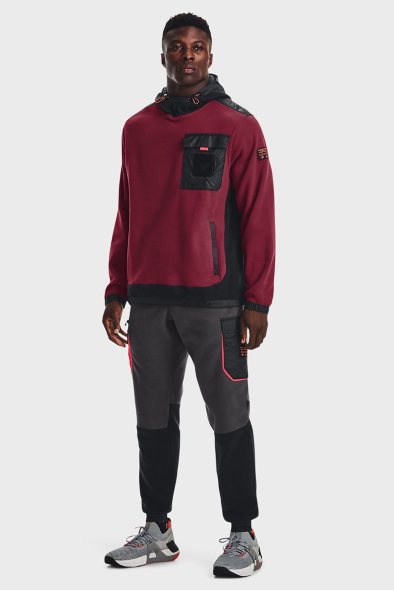 Мужское бордовое худи UA Pjt Rock Microflc HoodieUnder Armour Мужское бордовое худи UA Pjt Rock Microflc Hoodie 4