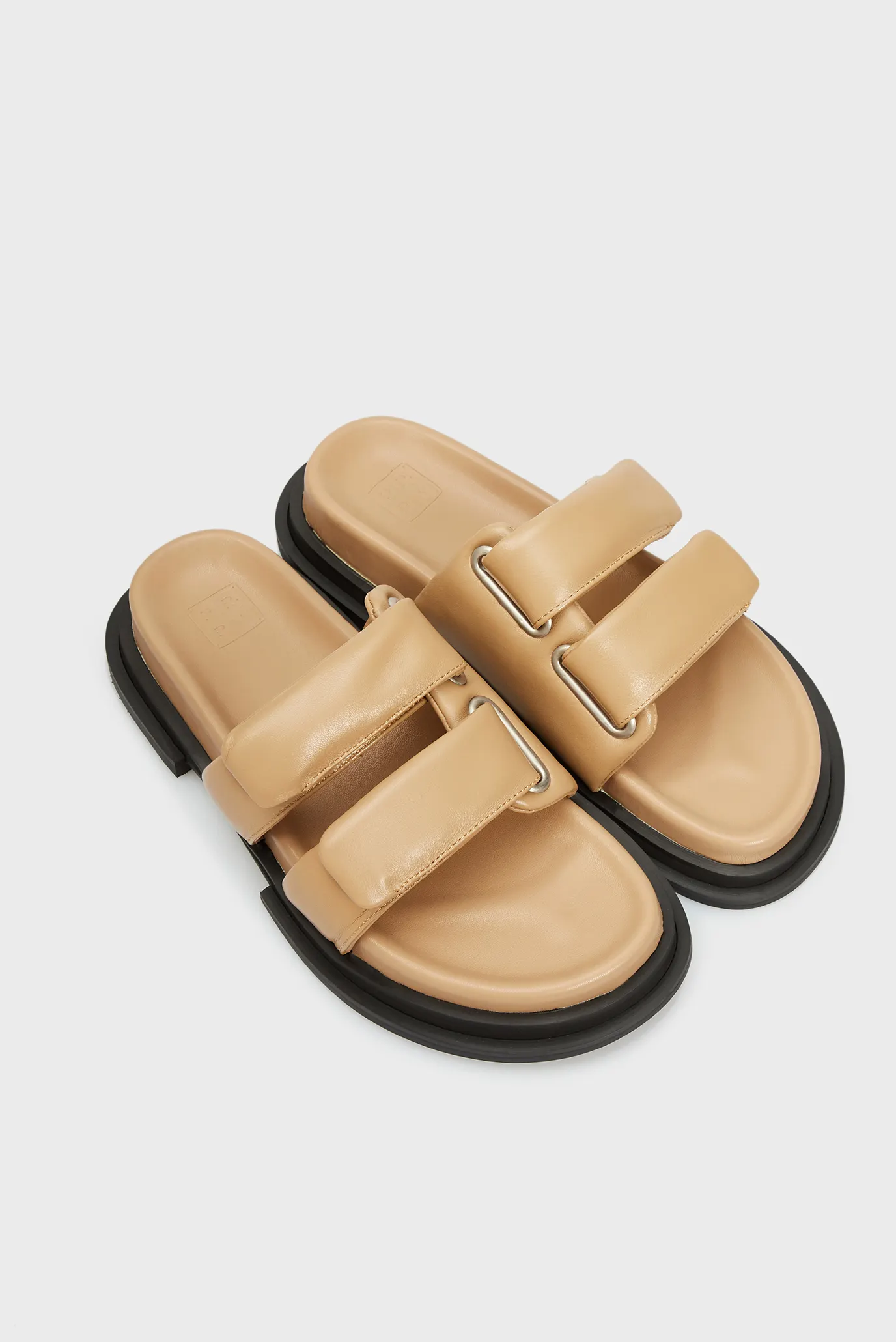 Женские бежевые кожаные слайдеры Dada 7
