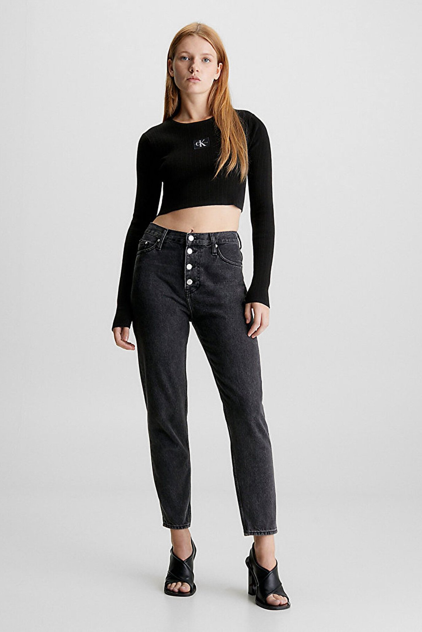 Женские черные джинсы MOM 2