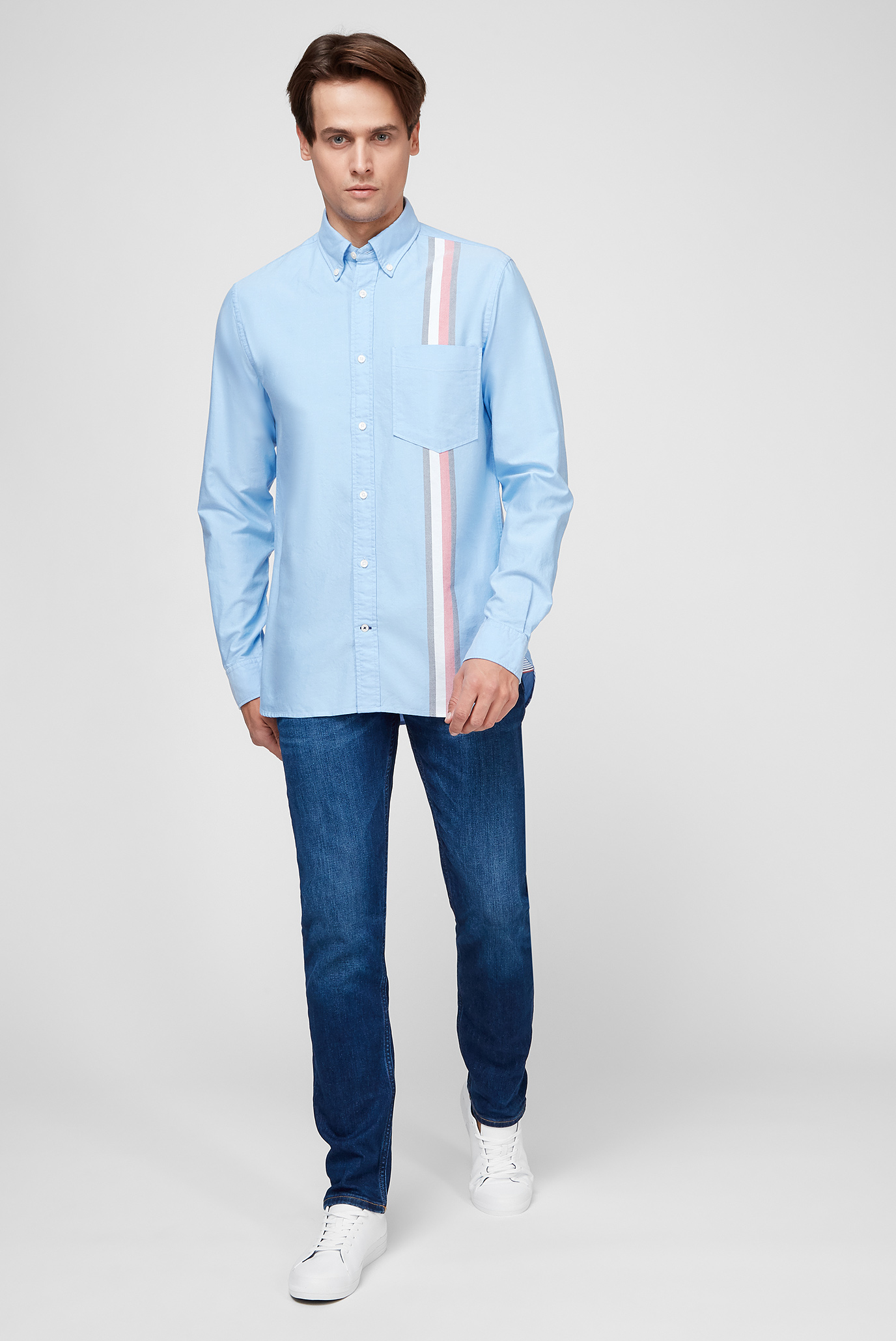 Мужская голубая рубашка ENGINEERED STRIPE OXFORD 2