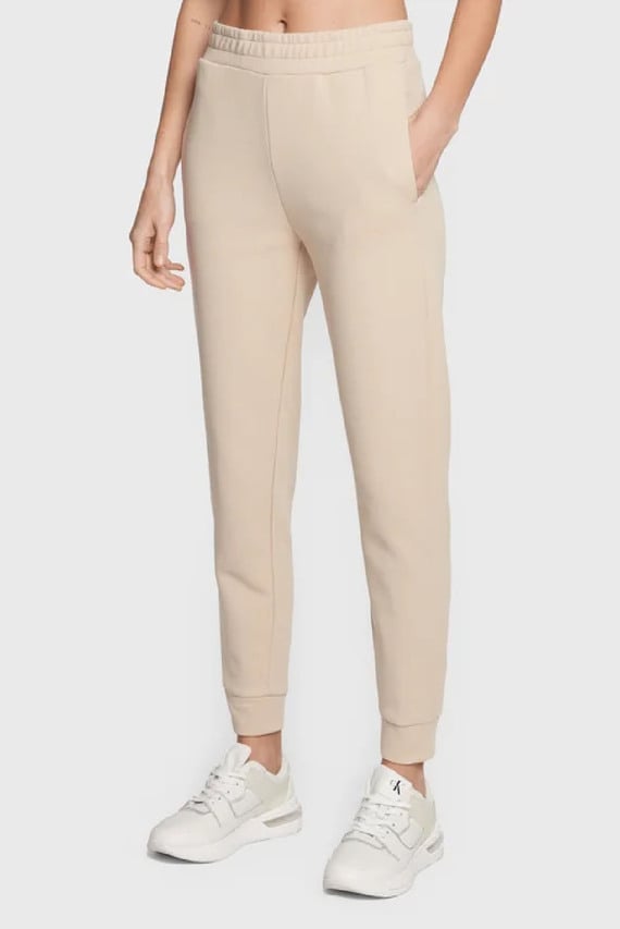 Женские бежевые спортивные брюки MICRO LOGO ESS SLIM JOGGER