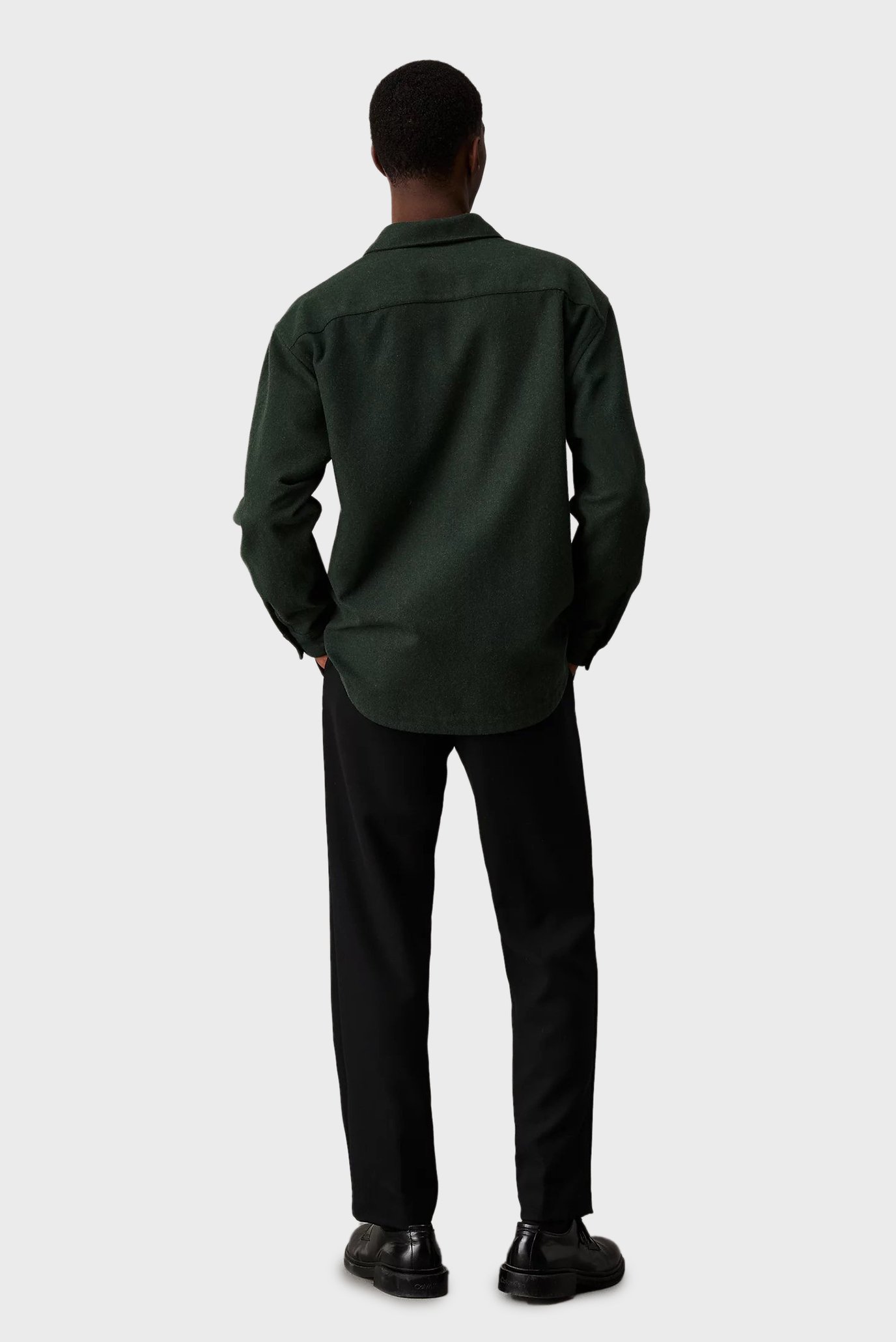 Мужская темно-зеленая шерстяная рубашка WOOL BLEND OVERSHIRT 3