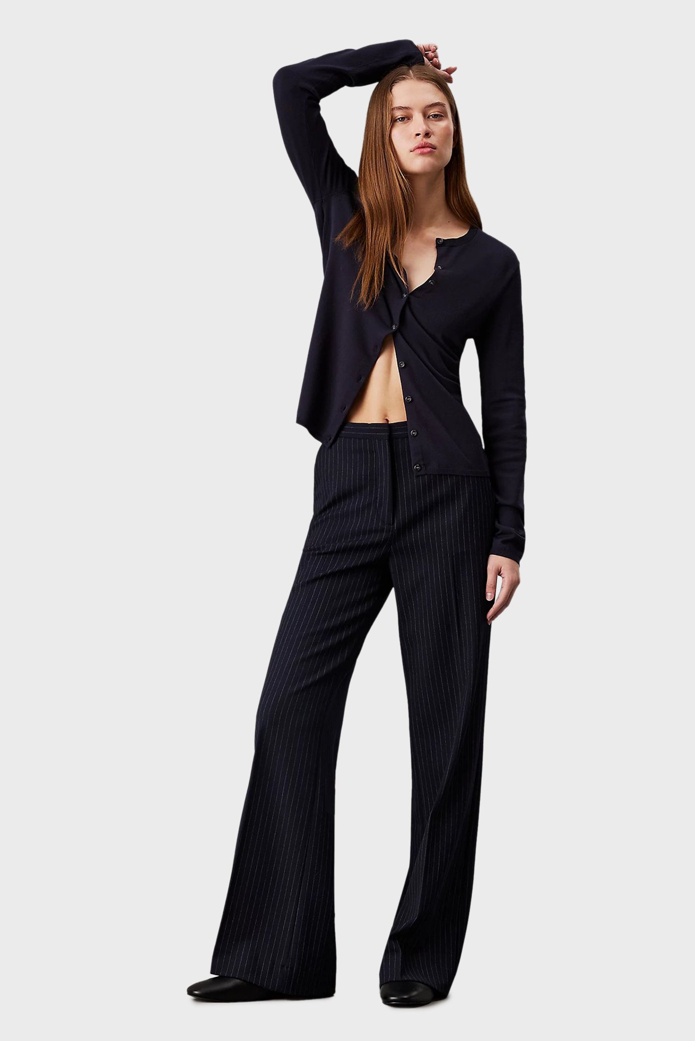 Женские темно-синие брюки в полоску PINSTRIPE WIDE LEG 2