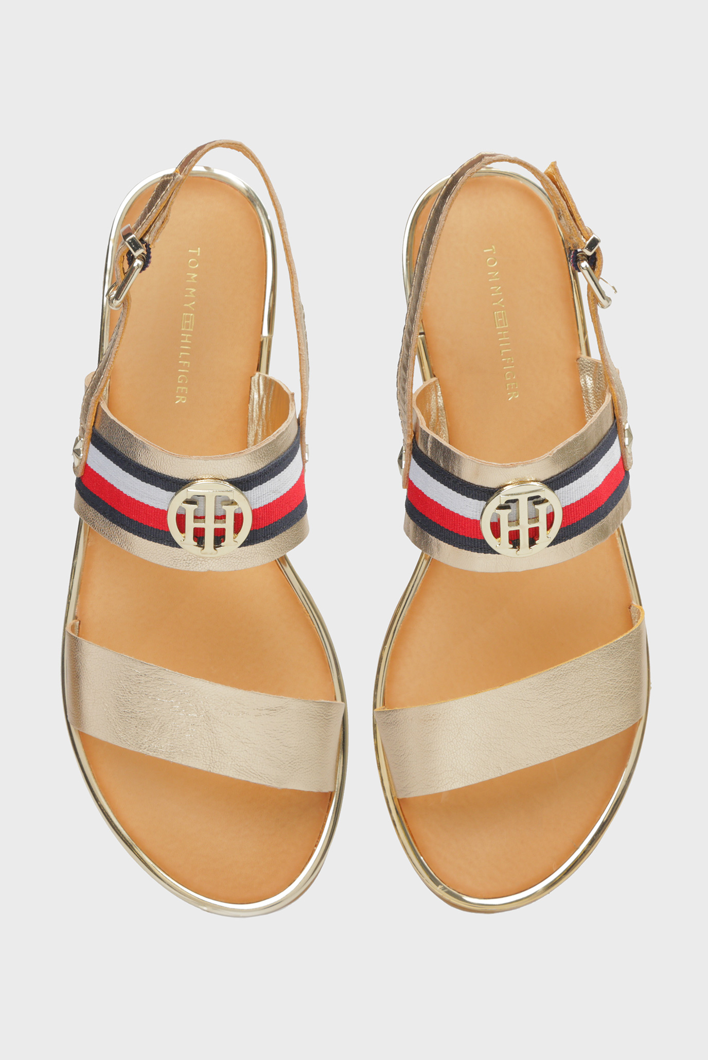 Женские золотистые кожаные сандалии 8