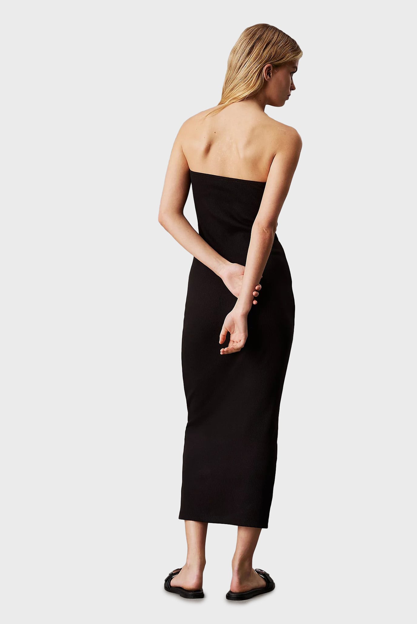 Женское черное платье WOVEN LABEL RIB SLEEVELESS 3