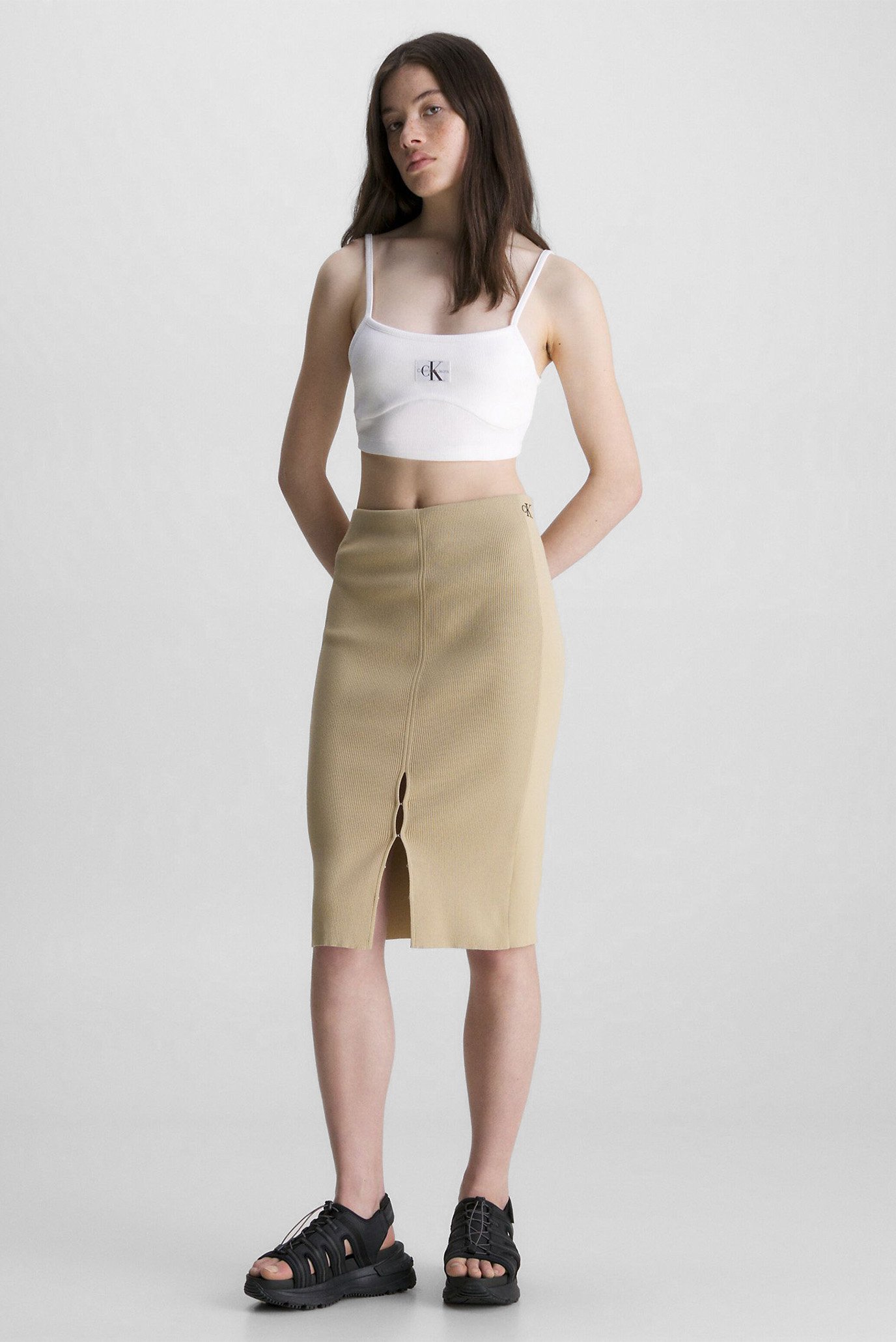 Calvin klein khaki pencil skirt best sale