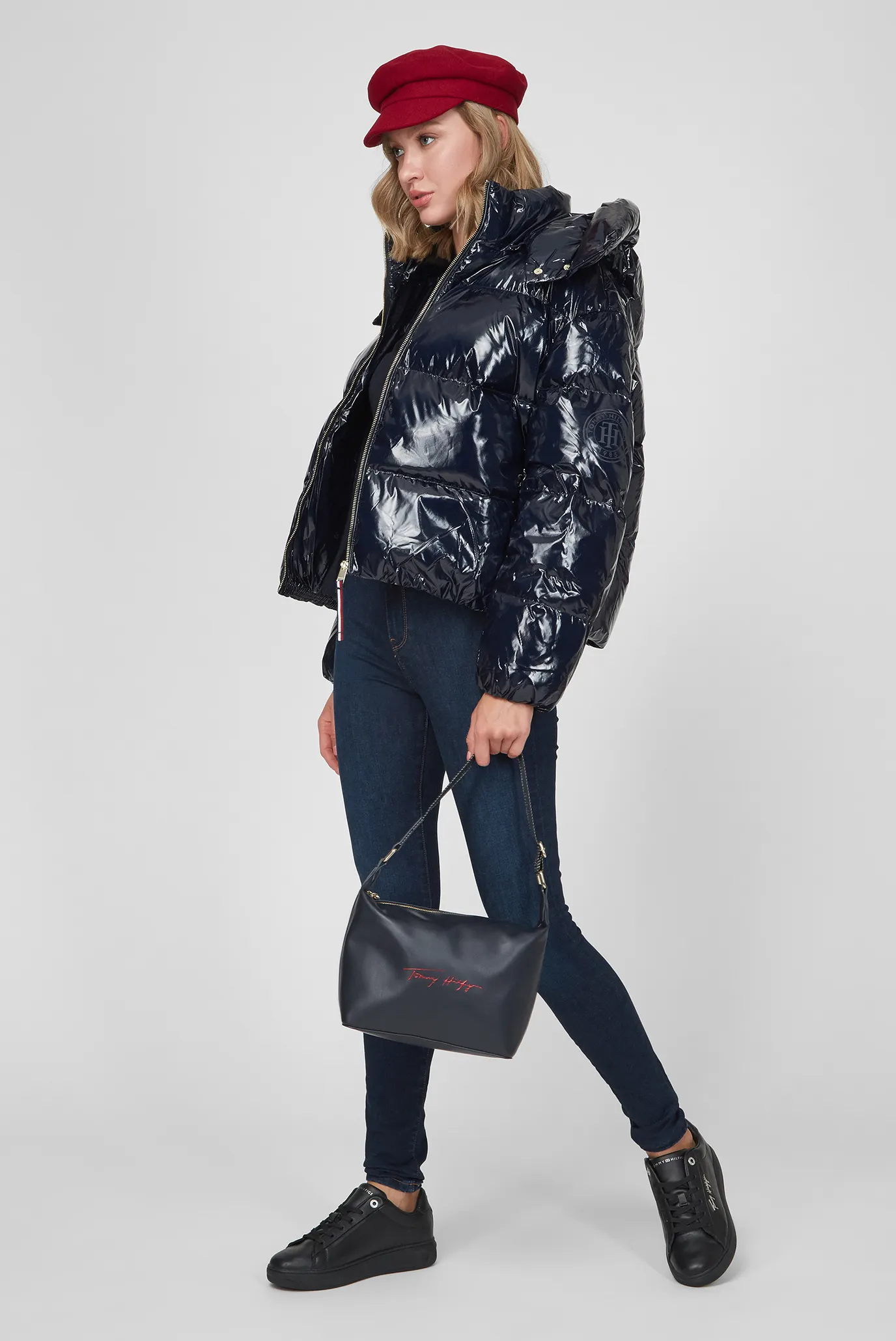 Женский темно-синий пуховик GLOSSY DOWN PUFFER 5