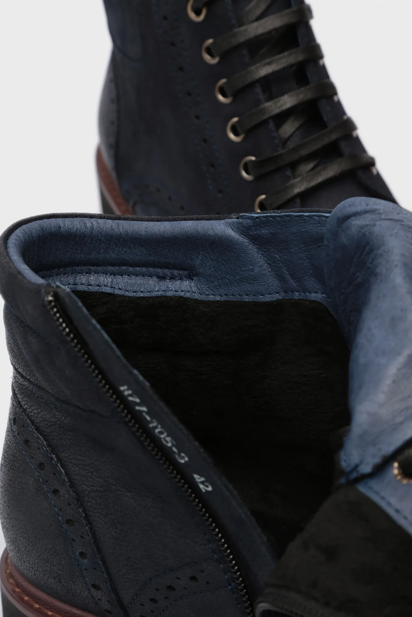 Мужские синие кожаные ботинки 10