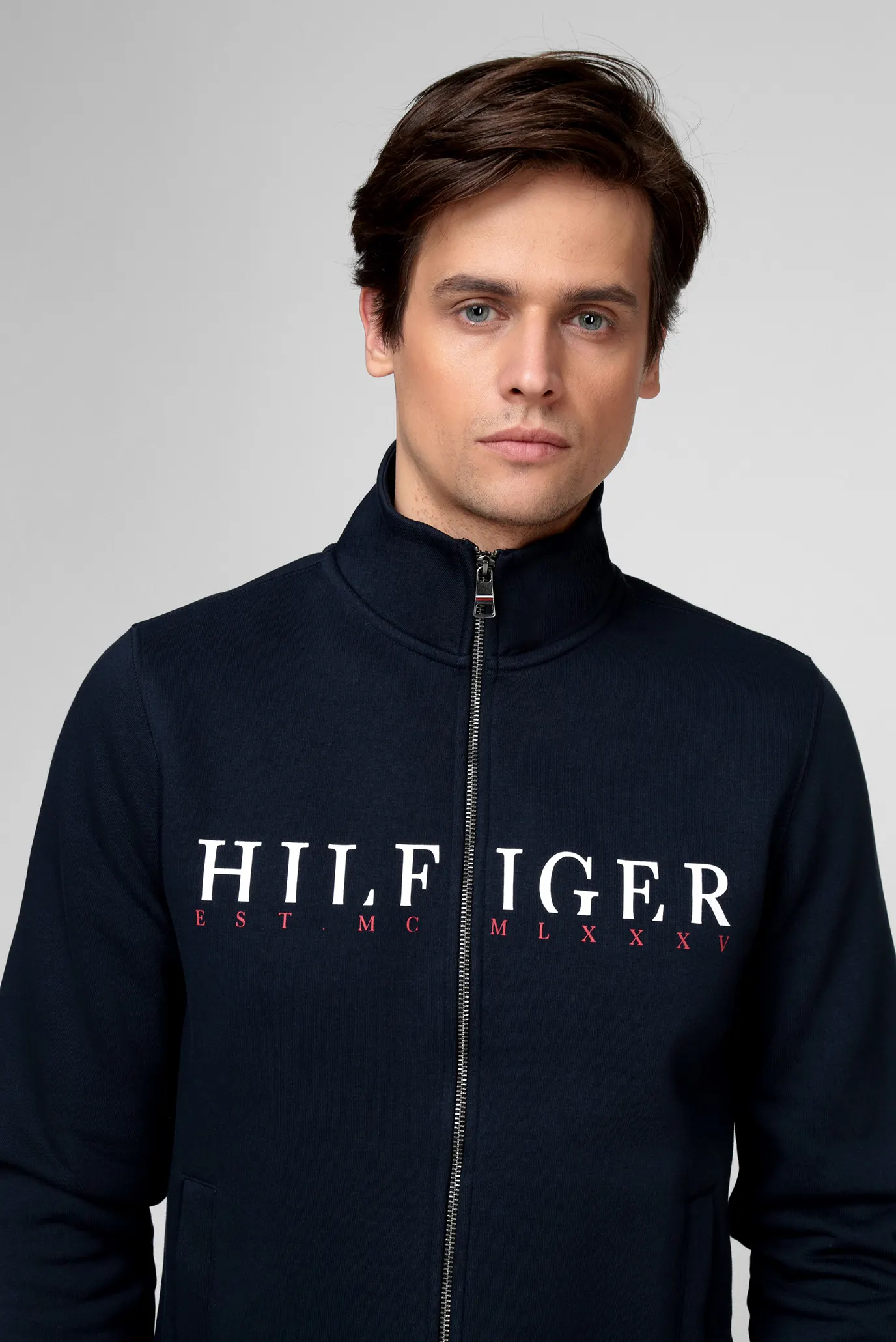 Мужская темно-синяя кофта LOGO ZIP THROUGH 10