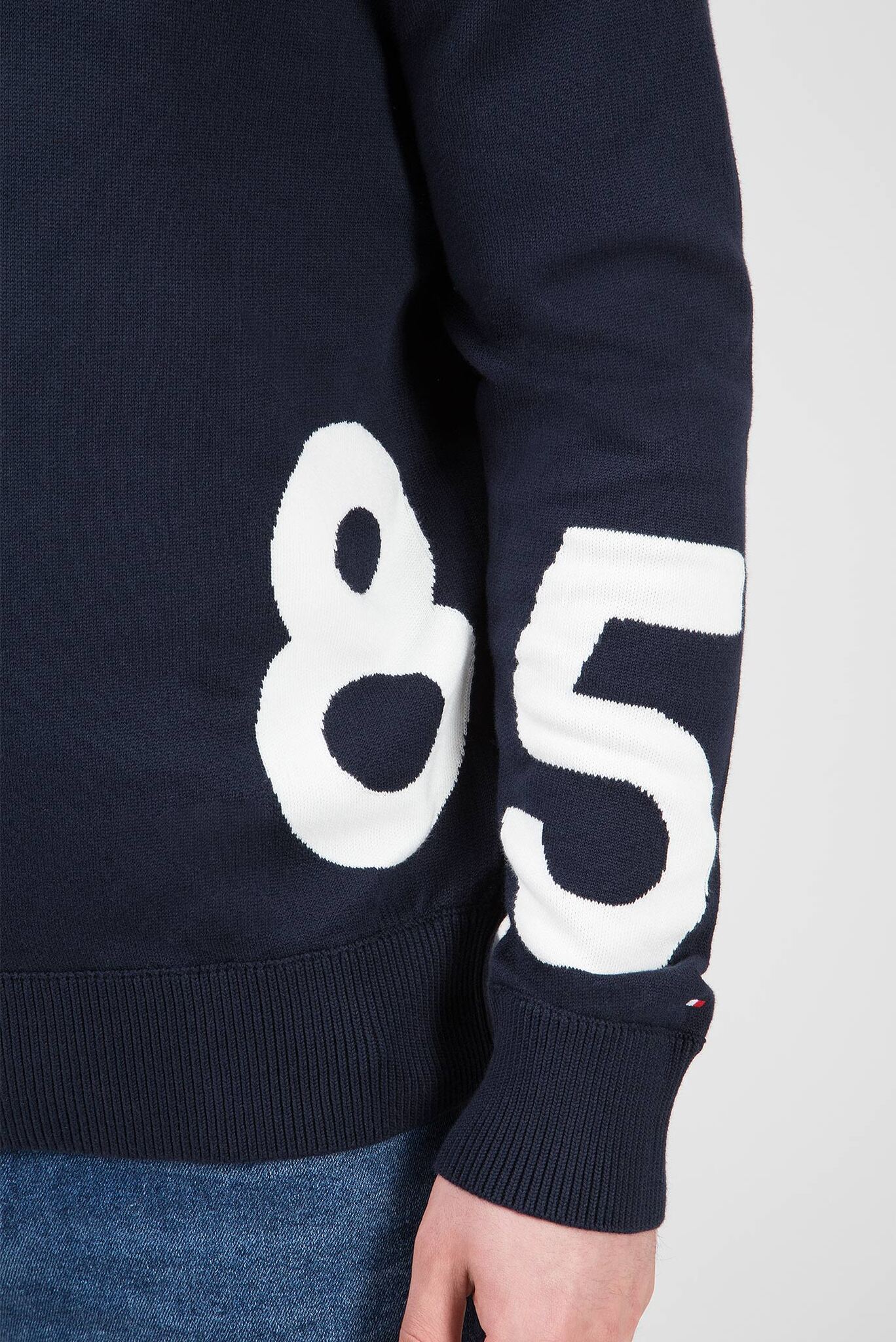 Мужской темно-синий джемпер RELAXED FIT ENLARGED NUMBER 4